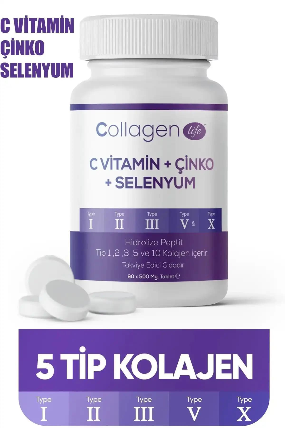 Collagen Life 5 Tip Kolajen ile Cilt, Saç, Eklem ve Kemik Sağlığını Destekleyin