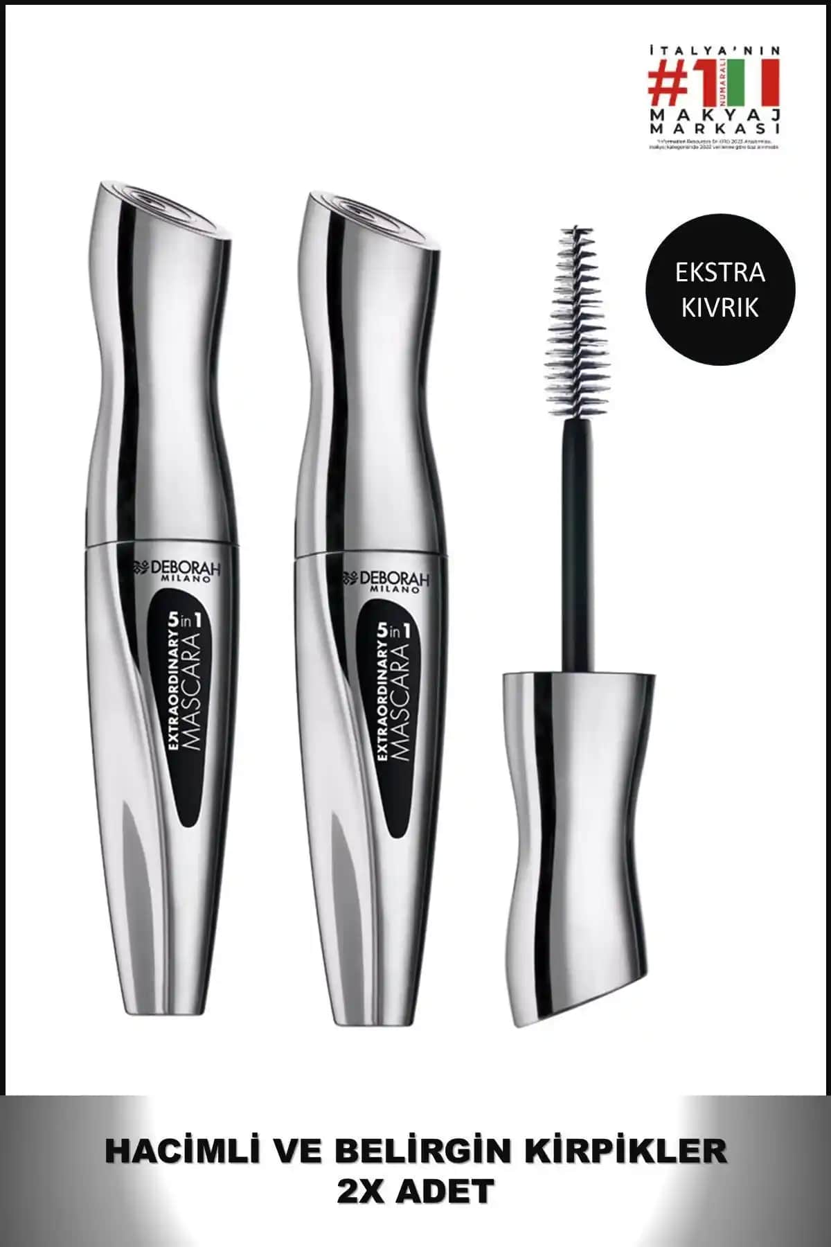 Deborah Milano Extraordinary 5 In 1 Siyah Maskara: Hacim, Uzunluk ve Dolgunluk Sağlayan Çok Yönlü Rimel