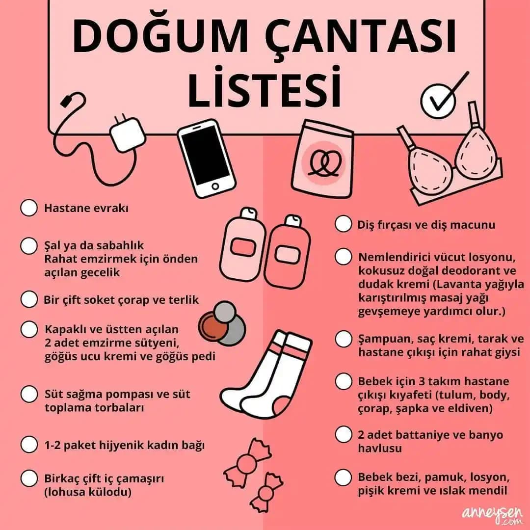 Doğum Hastane Çantası İçin Gerekli Kozmetik ve Malzeme Listesi