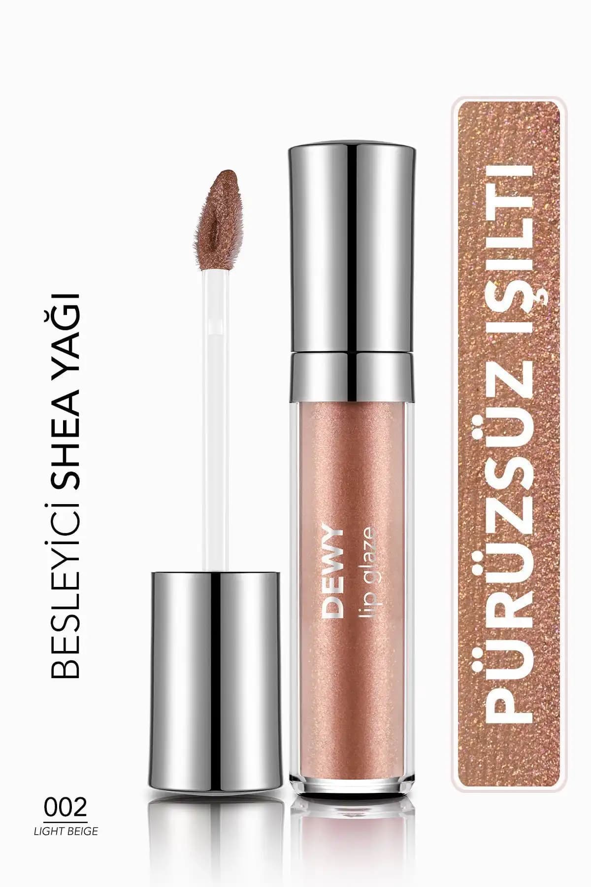 Flormar Besleyici Dewy Lip Glaze 002 Light Beige Dudak Parlatıcısı Günlük Kullanım İçin
