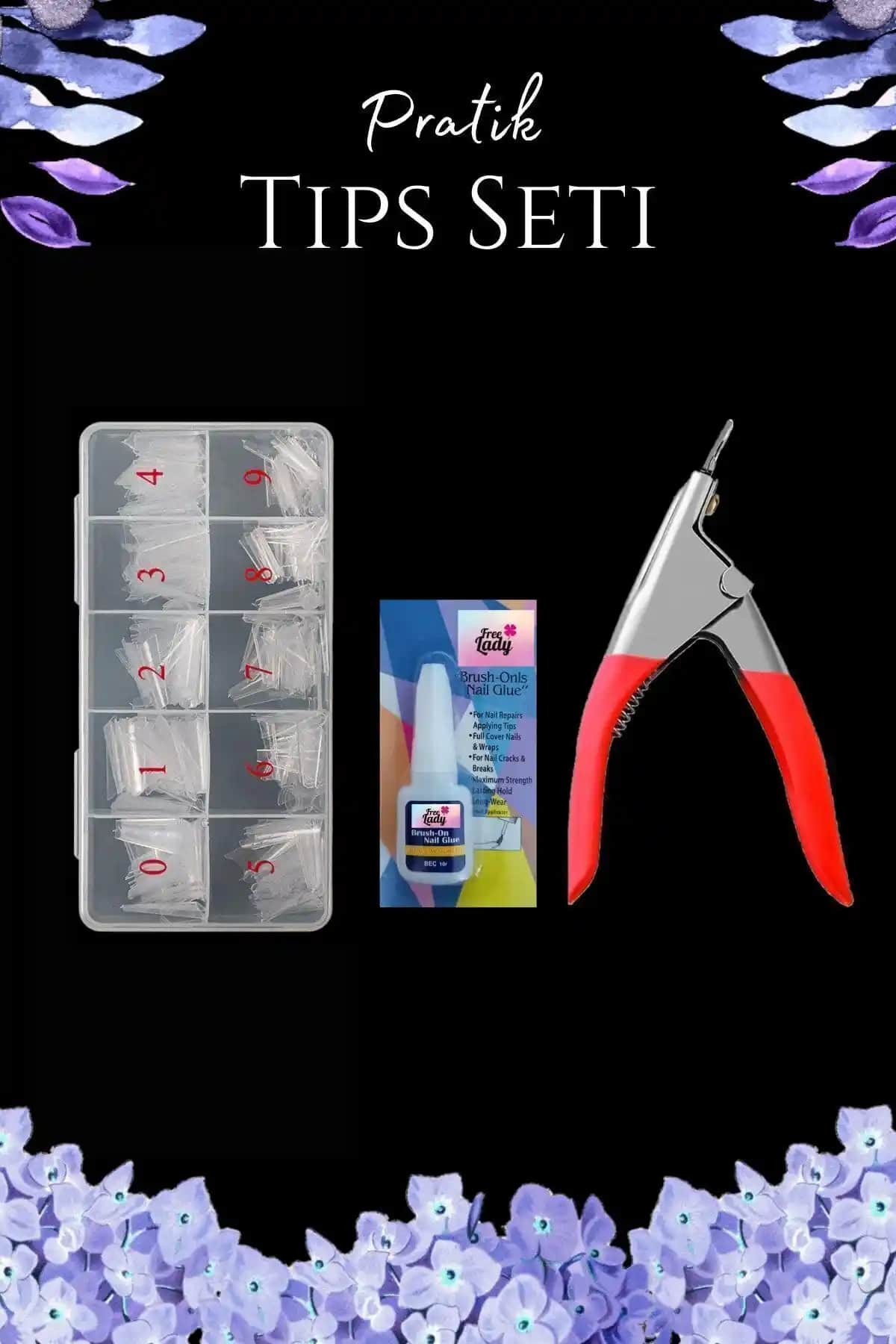 FREELADY Protez Tırnak 500'lü Şeffaf Yarım Ay Tips Seti: Yüksek Kalite ve Kullanım Kolaylığı