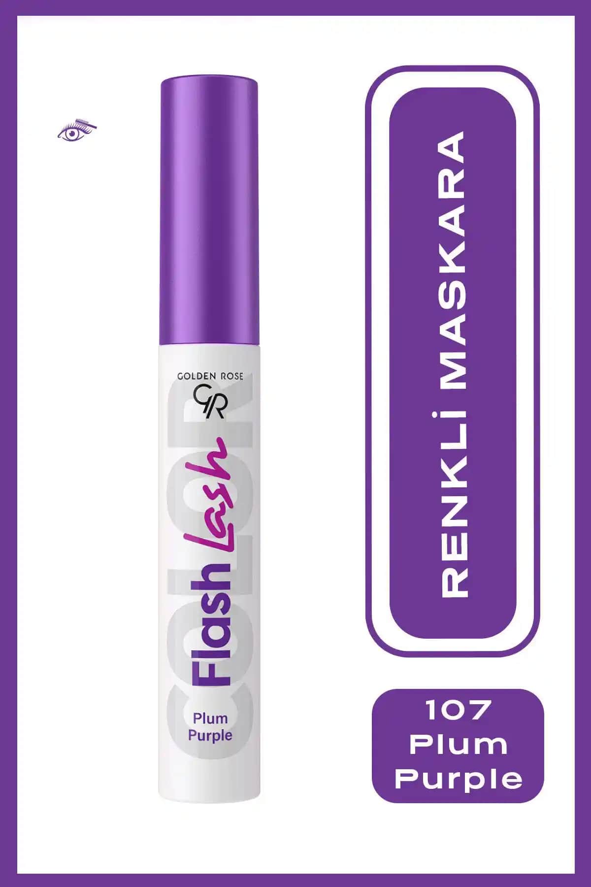 Golden Rose Flash Lash No:07 Plum Purple Renkli Maskara ile Çarpıcı Göz Makyajı