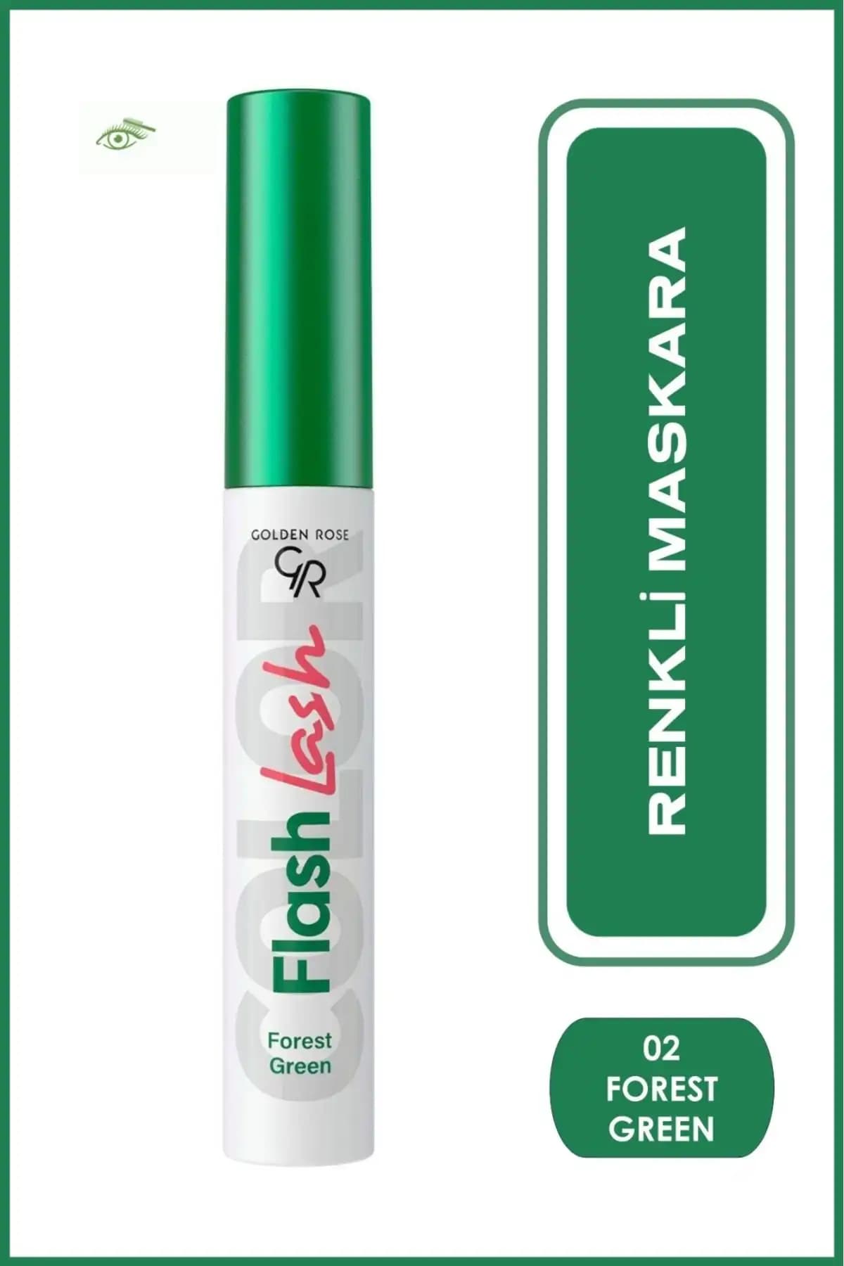 Golden Rose Flash Lash Renkli Maskara No:02 Forest Green ile canlı ve dikkat çekici kirpikler