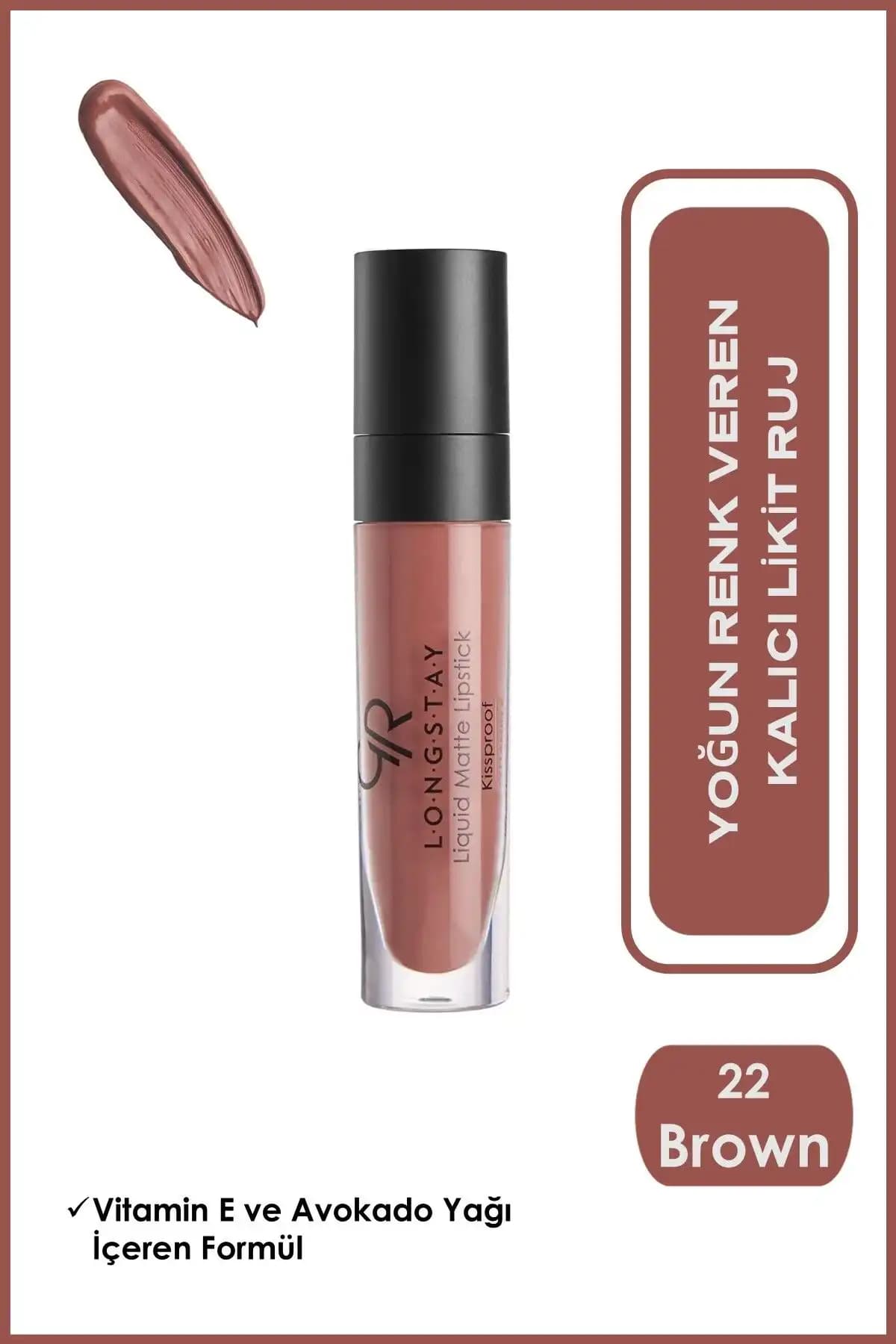 Golden Rose Longstay Likit Mat Ruj Karşılaştırması: No 11 Warm Beige ve No 22 Brown 2