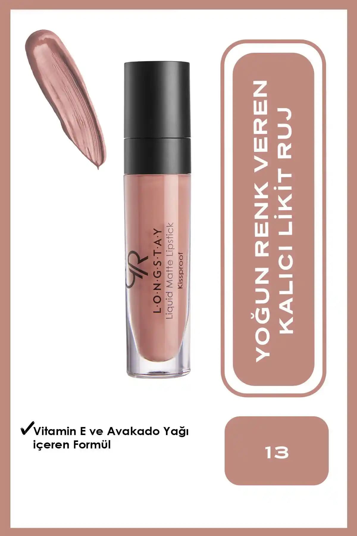 Golden Rose Longstay Liquid Matte Ruj No 13 Apricot Nude Doğal ve Kalıcı Dudak Makyajı