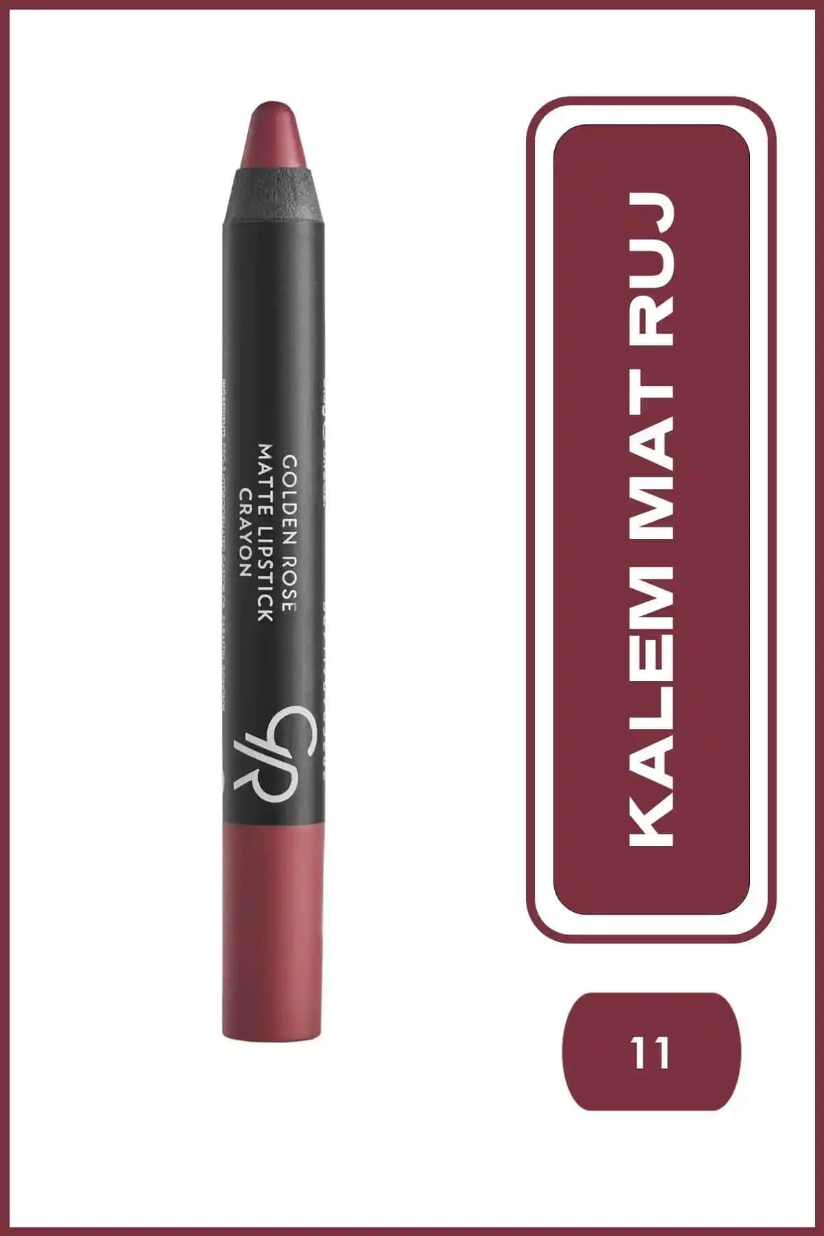 Golden Rose Matte Lipstick Crayon No:11 Natural Pink Dudak Makyajı için Yüksek Kaliteli ve Doğal Görünüm Sağlayan Renkli Dudak Kalemi