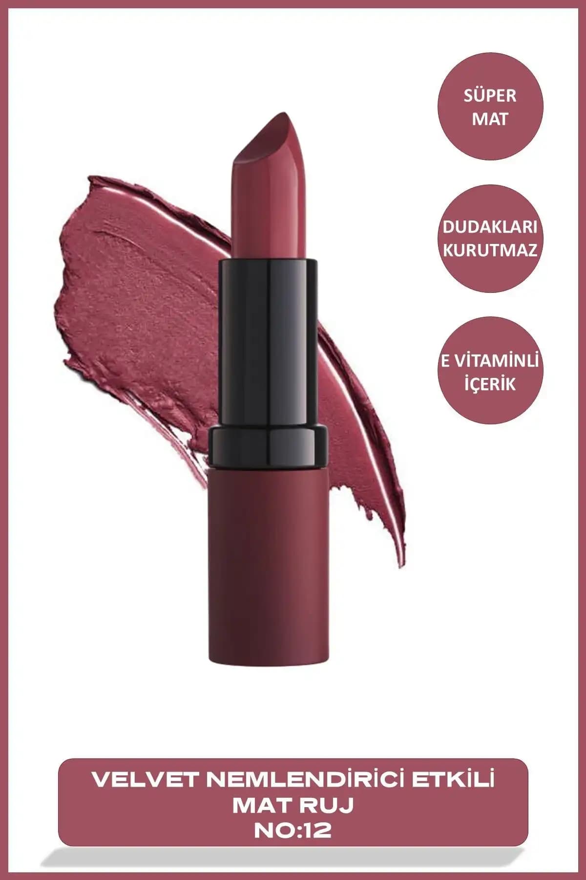 Golden Rose Velvet Matte Ruj No: 12 Rose ile Doğal ve Kalıcı Dudaklara Sahip Olun