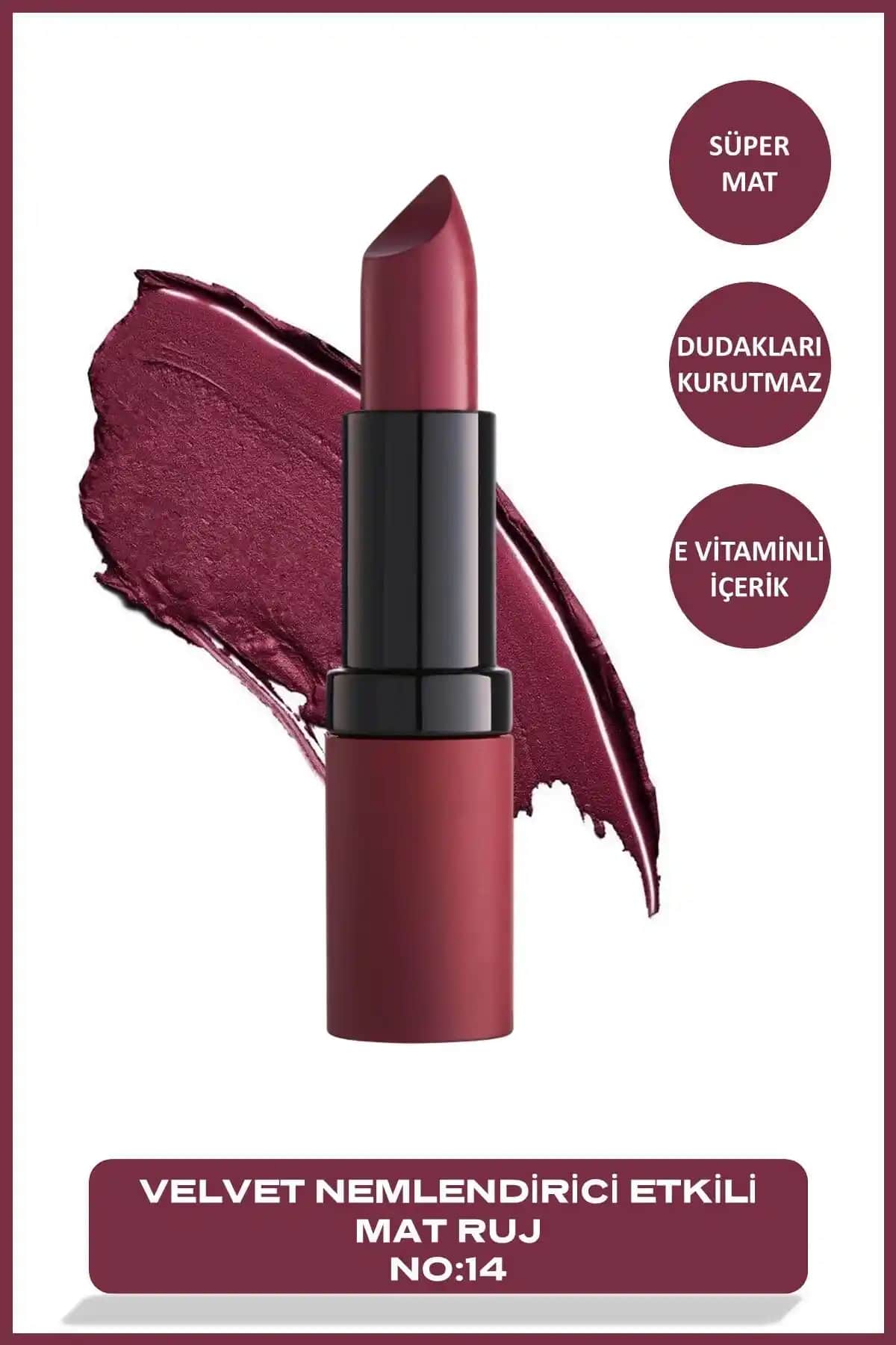 Golden Rose Velvet Matte Ruj No:14 Pink Flambe ile doğal ve kalıcı dudaklara ulaşın
