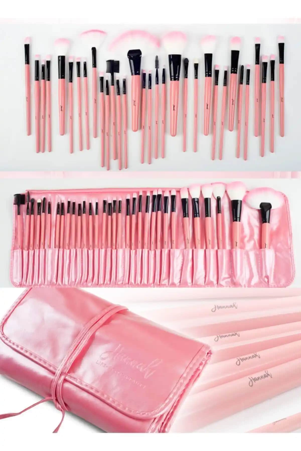 Hannah Pembe Çantalı Makyaj Fırça Seti: Şıklık ve Fonksiyonellik Bir Arada