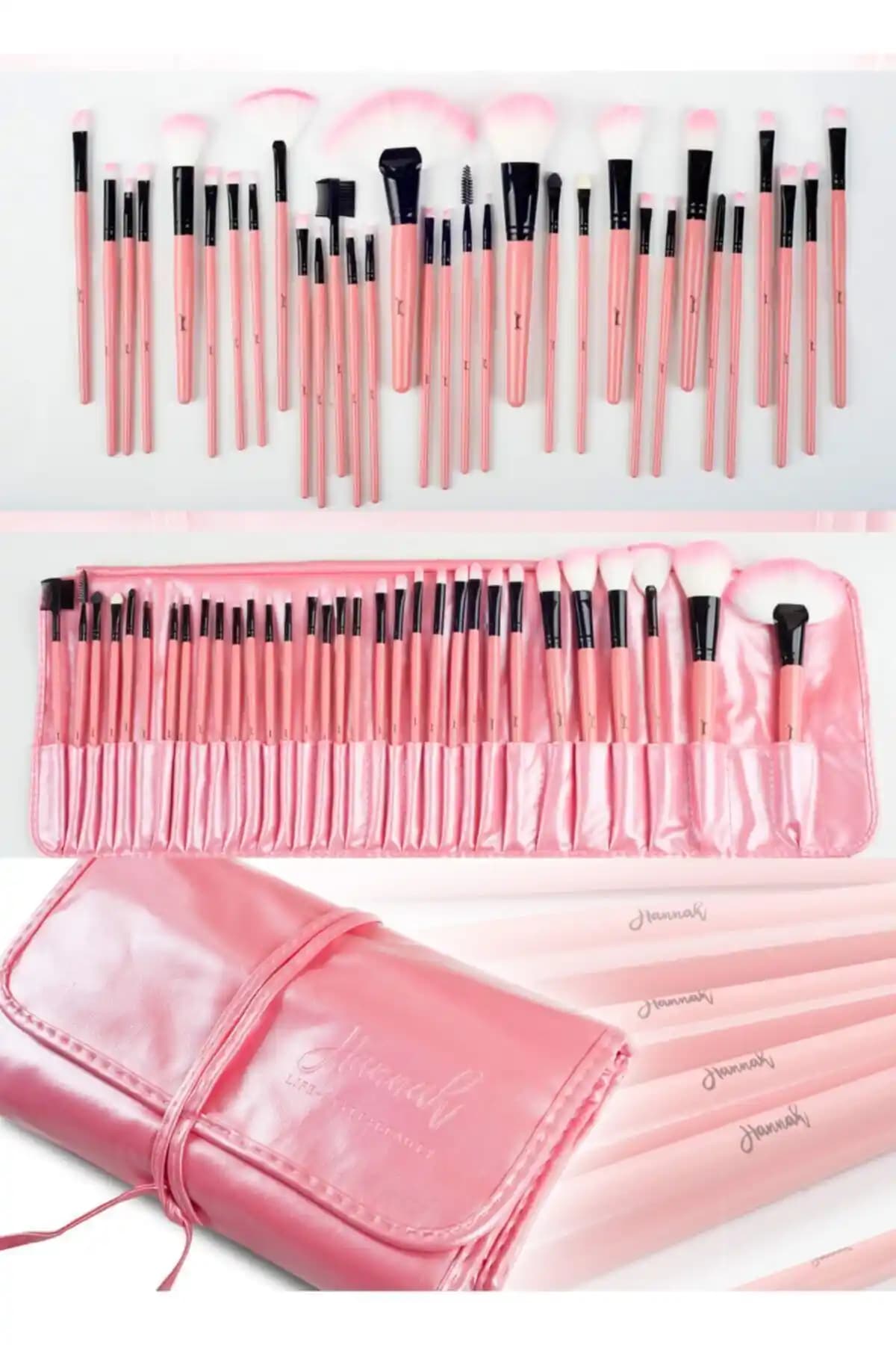 Hannah Pembe Çantalı Makyaj Fırça Seti: Şıklık ve Fonksiyonellik Bir Arada