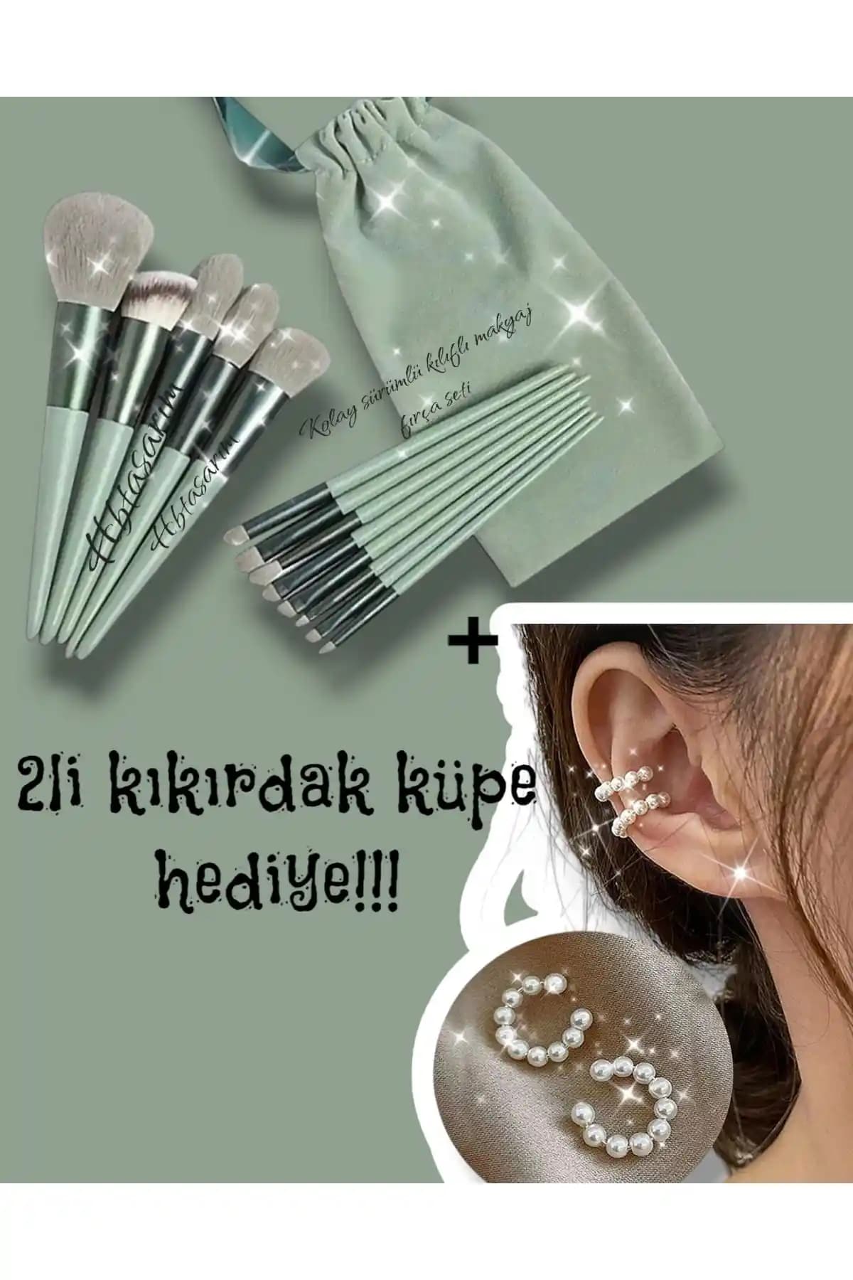 HB Tasarım Makyaj Fırça Seti 13 Parça Doğal Kıllar ve Pratik Tasarım ile Günlük Kullanım