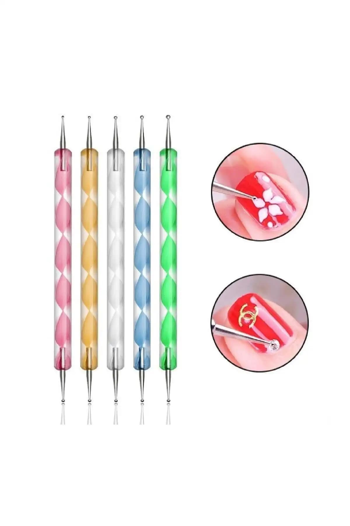 İconstar Nail Art Kalemi 5'li Dot Seti ile Evde Profesyonel Tırnak Tasarımı Yapın