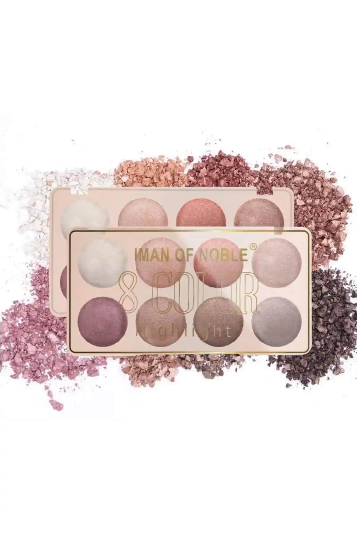 İman of Noble 8 Renkli Sedefli Highlighter Paleti: Doğal Parlaklık ve Canlılık İçin Ideal