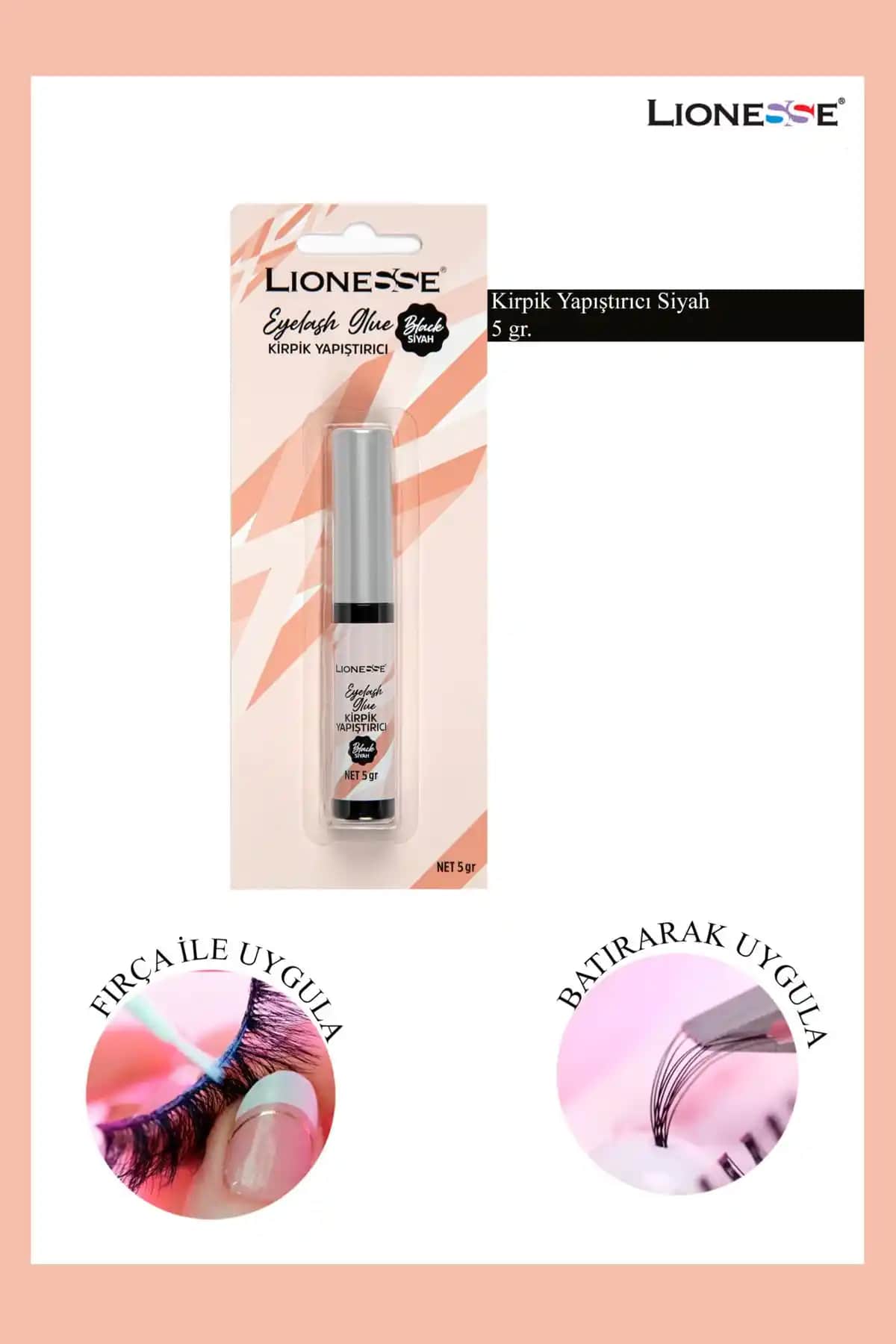 Lionesse Takma Kirpik Yapıştırıcı 5g Siyah Güçlü ve Uzun Süreli Tutuş Sağlayan Makyaj Aksesuarı