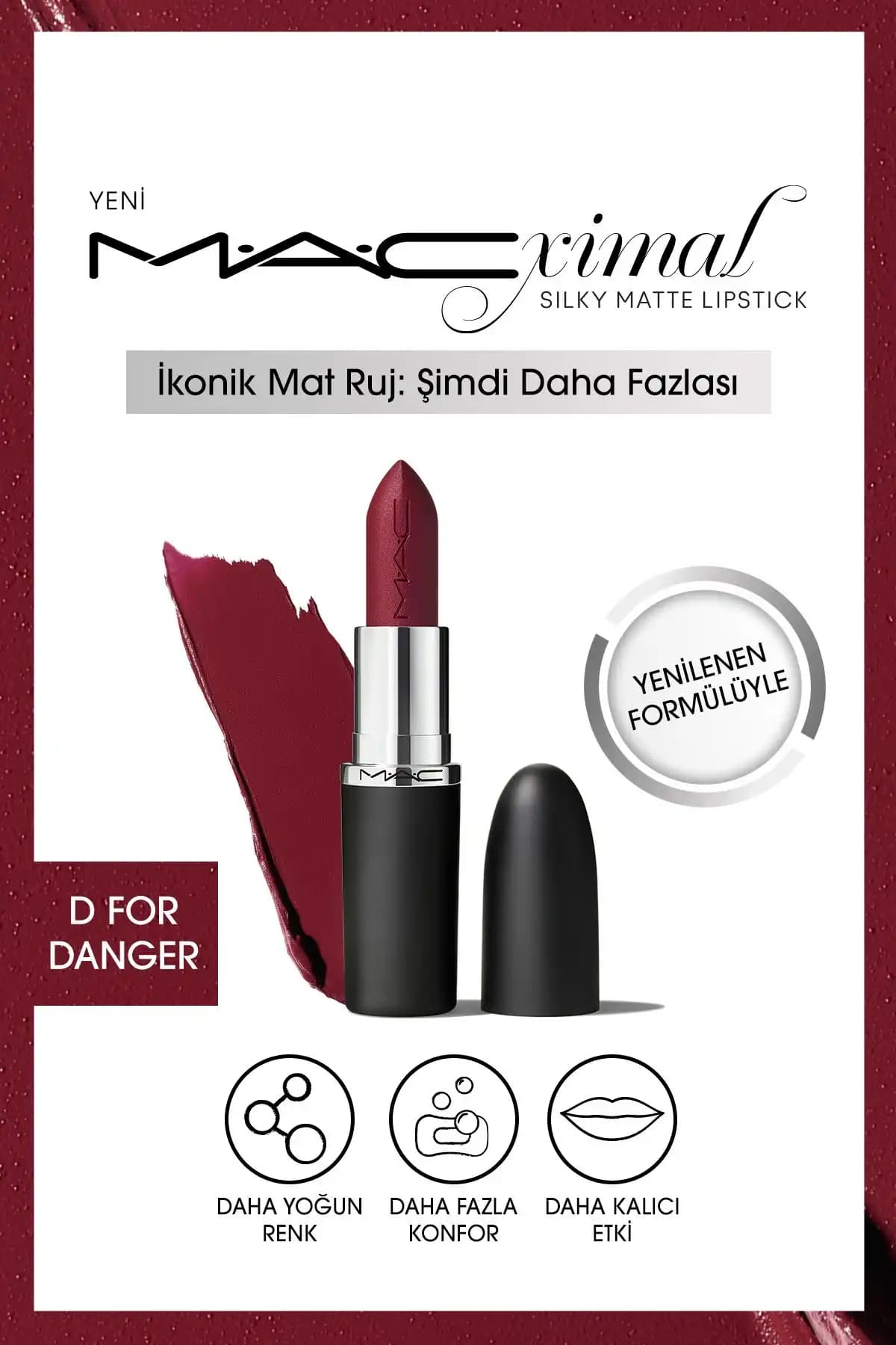 Mac M·a·cxımal Silky Matte Dudak Rengi: Yoğun Renk ve Uzun Süre Kalıcılık Sağlayan Ruj