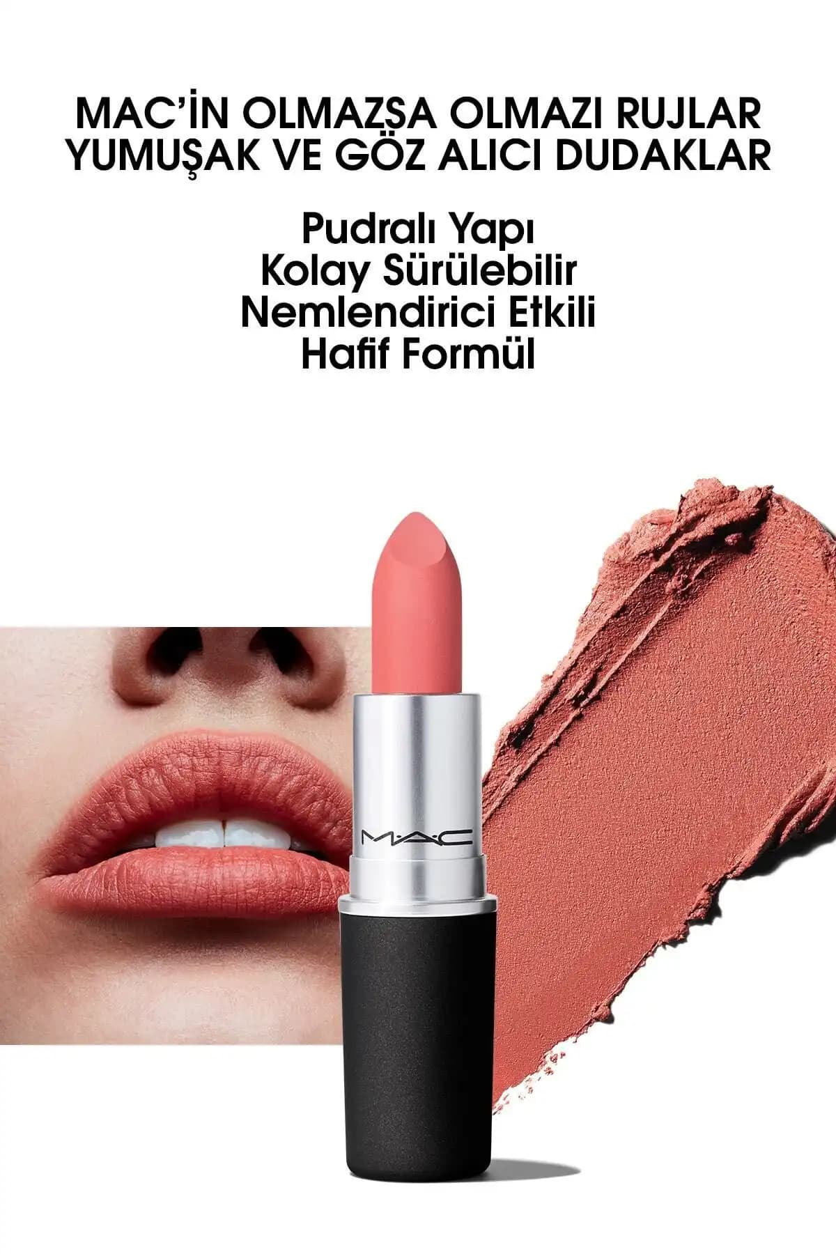 MAC Powder Kiss Mat Ruj: Yüksek Nemlendirme ve Kadife Doku ile Günlük Kullanım