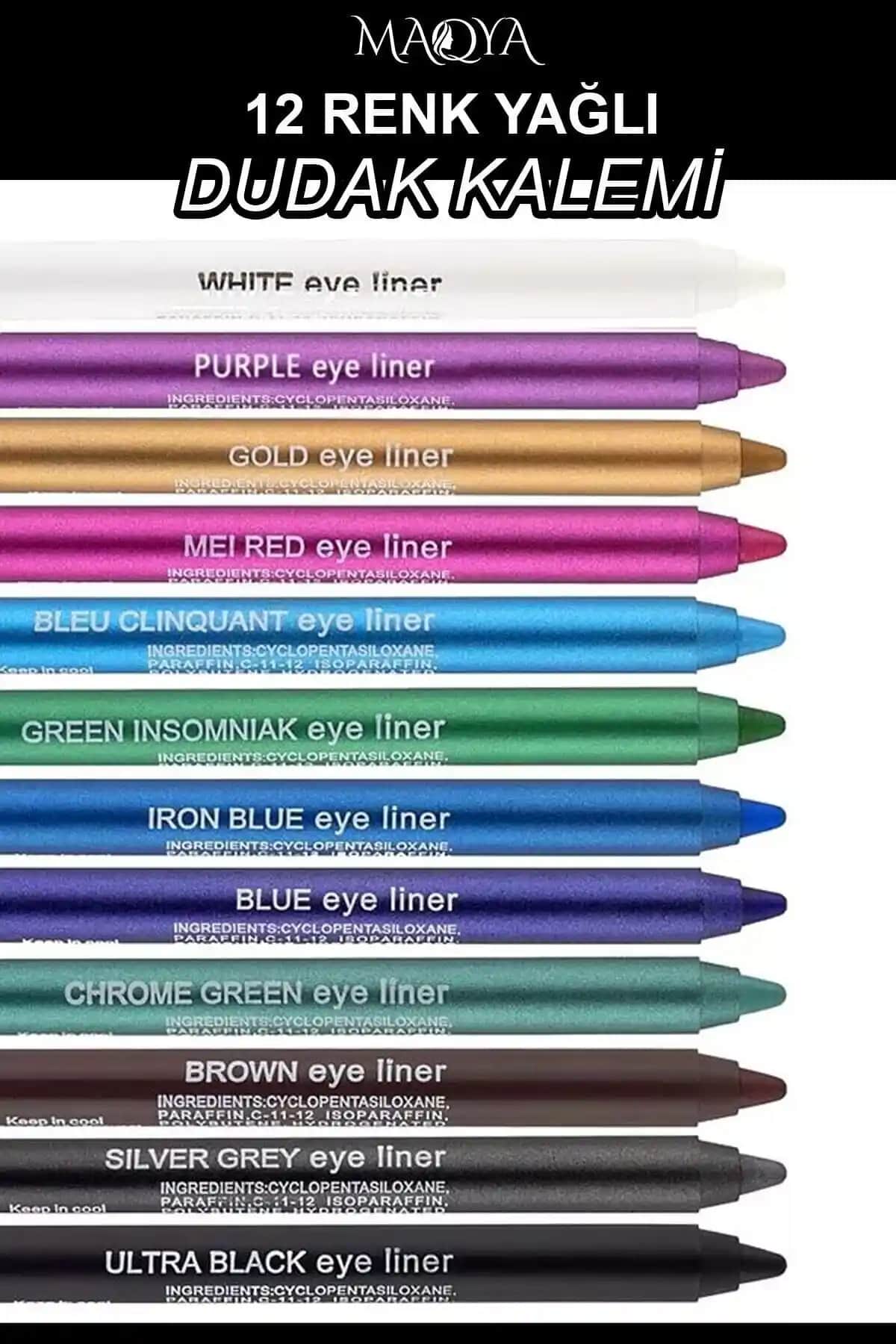 MAQYA Cosmetics 12 Renkli Neon Eyeliner Seti: Canlı ve Dayanıklı Göz Makyajı İçin En İyi Seçenek