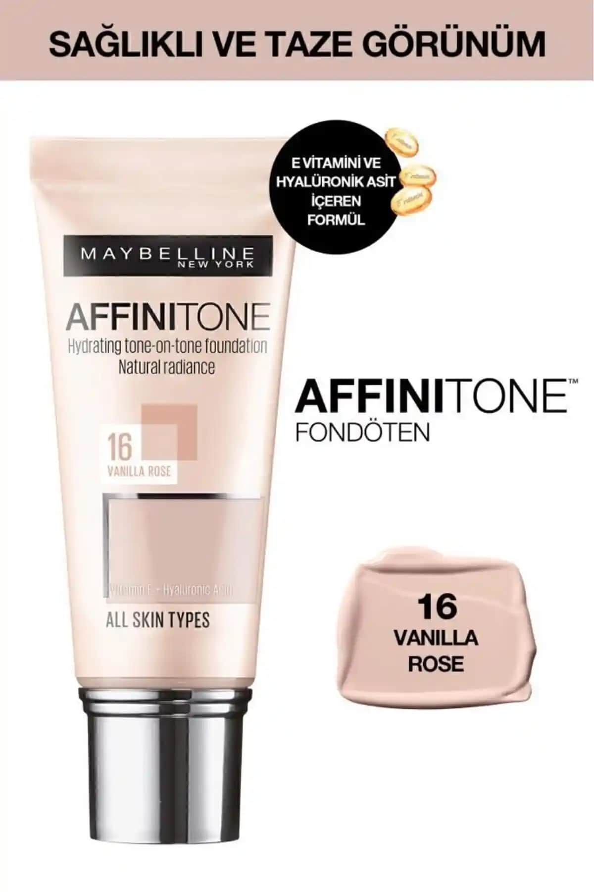 Maybelline Affinitone Fondöten 16 Vanilla Rose - Doğal ve Kalıcı Makyaj İçin Uygun