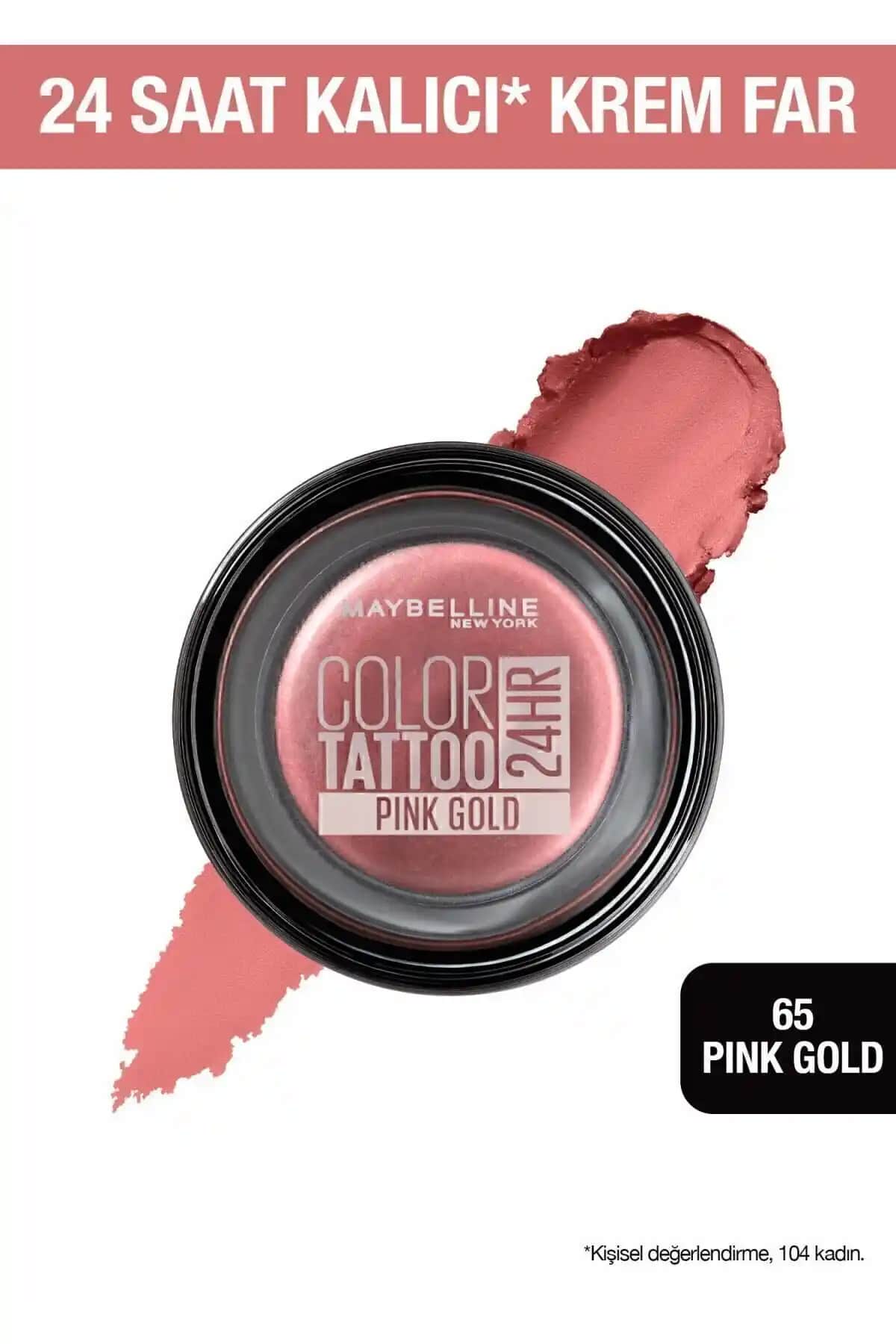 Maybelline Color Tattoo 24H Göz Farı 65 Pink Gold: Uzun Süre Kalıcı ve Parlak Görünüm