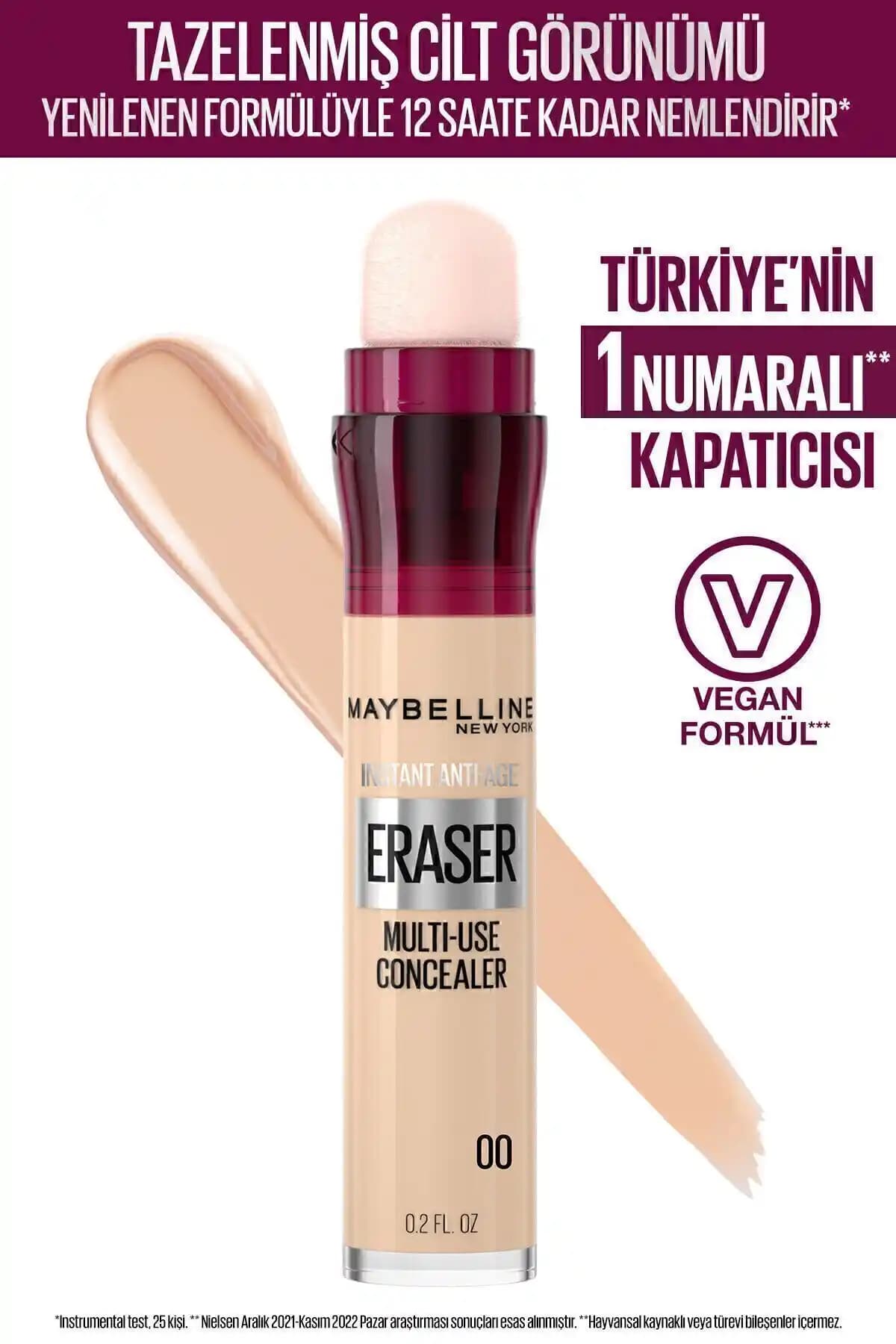 Maybelline New York Instant Anti Age Eraser Kapatıcı 00 Ivory Yüksek Kapatıcılık ve Doğal Görünüm