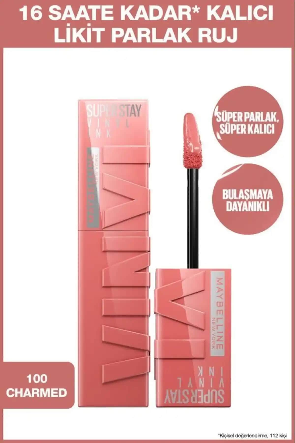 Maybelline New York Super Stay Vinyl Ink Uzun Süre Kalıcı ve Parlak Nude Renkli Ruj