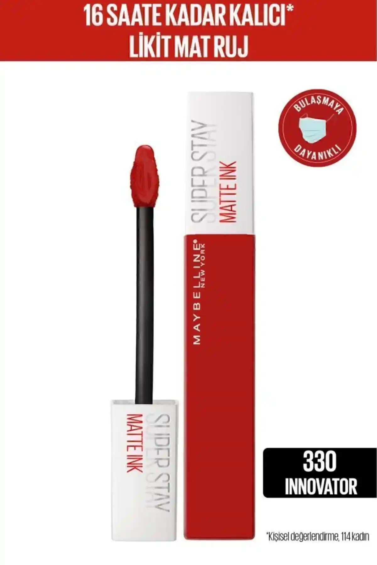 Maybelline Super Stay Matte Ink Likit Ruj 330 Innovator Kırmızı Tonu Uzun Süreli ve Mat Görünüm