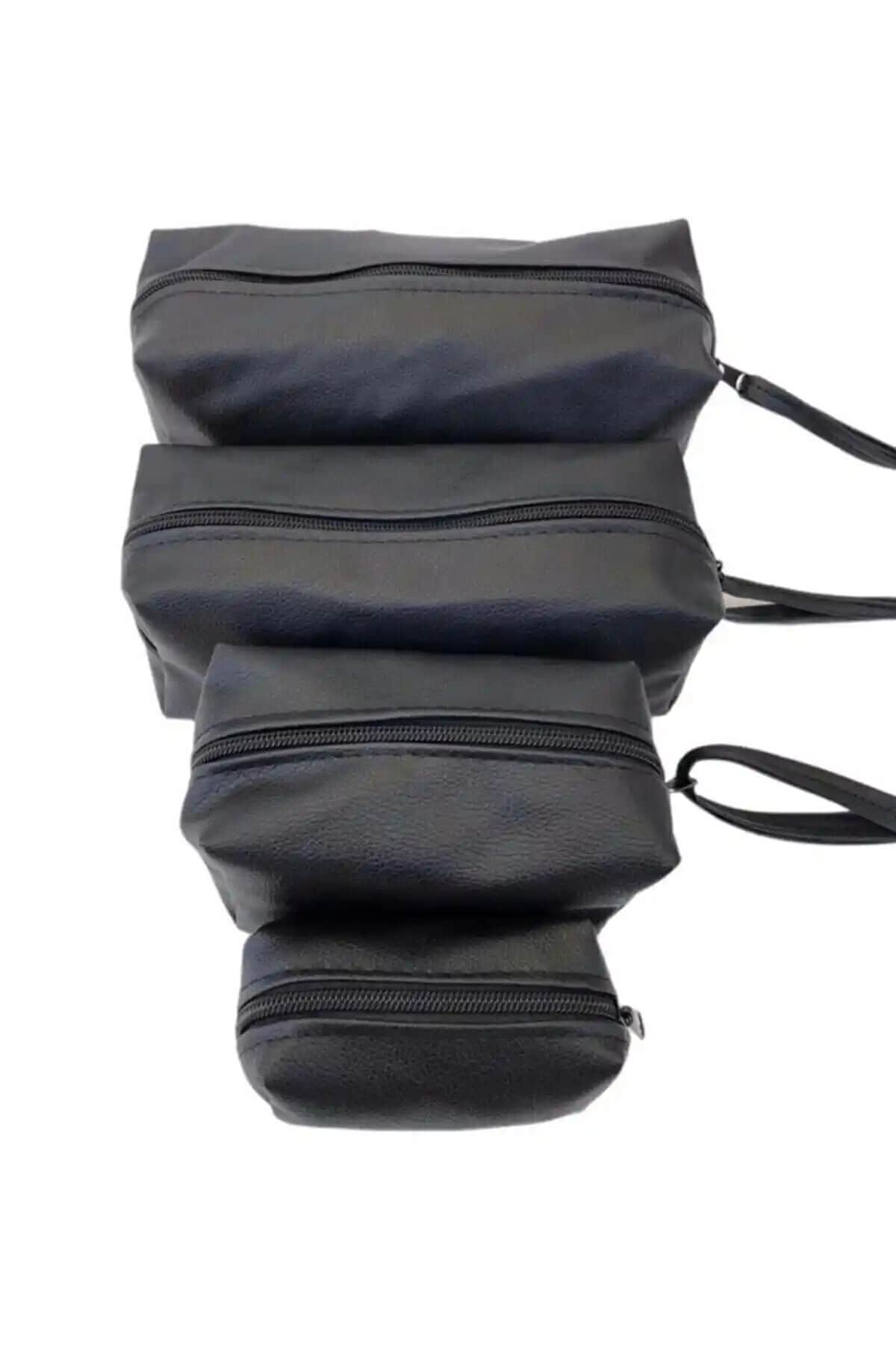 MOON SHOPPING 4 Parça Matruşka Makyaj Çanta Seti Siyah Estetik ve Kullanışlı Tasarım