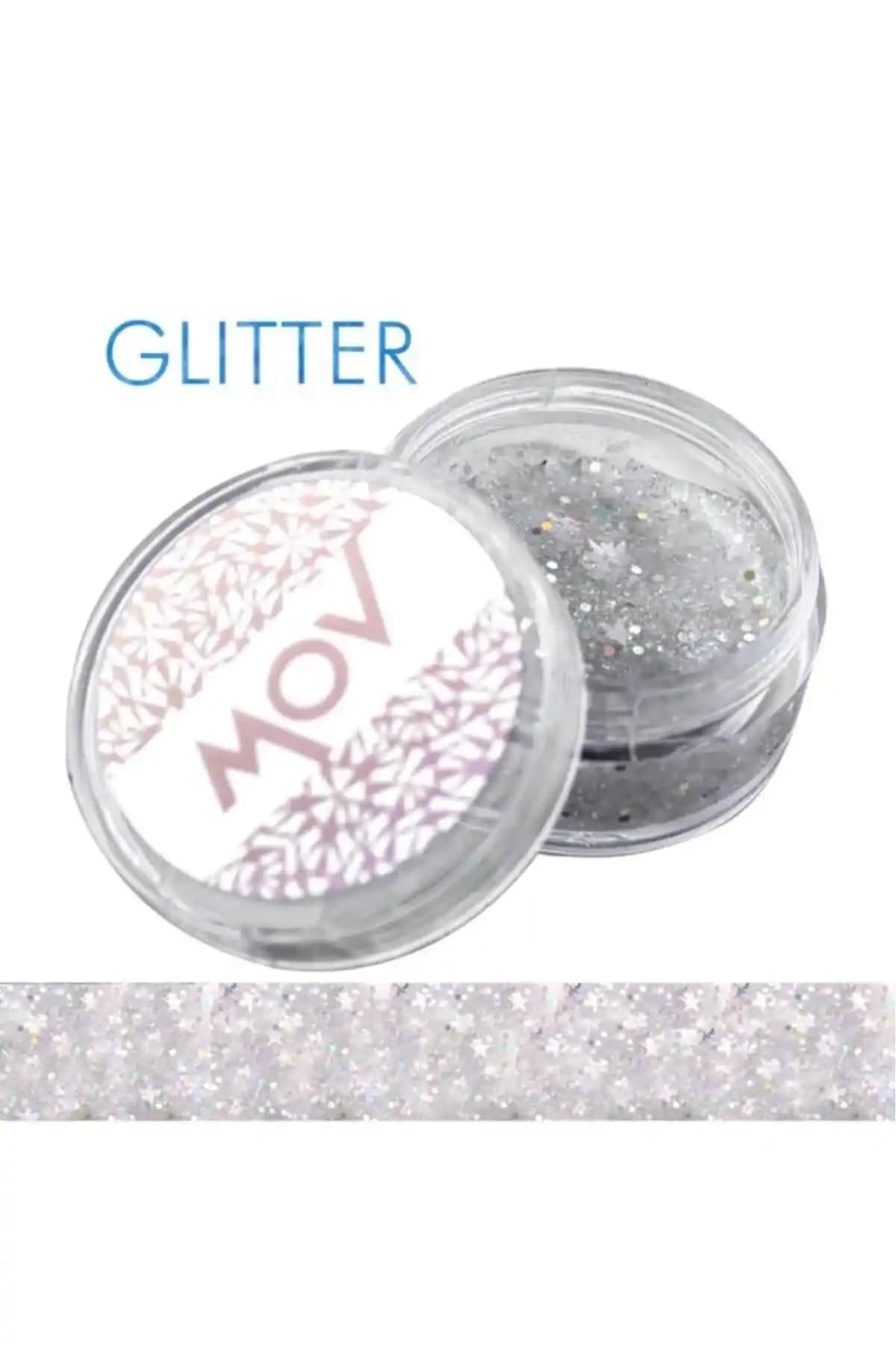 Mov Jel Formlu Parlak Glitter Gri – Kalıcı ve Güvenilir Makyaj ve Vücut Süsleme Ürünü