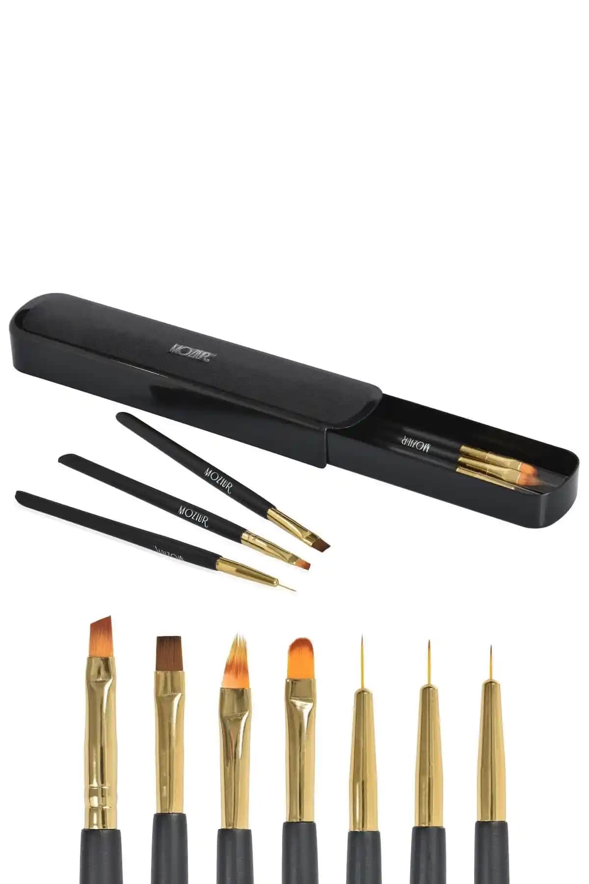 Moziur 7'li Lüks Kalıcı Oje ve Protez Tırnak Fırça Seti ile Profesyonel Tırnak Bakımı