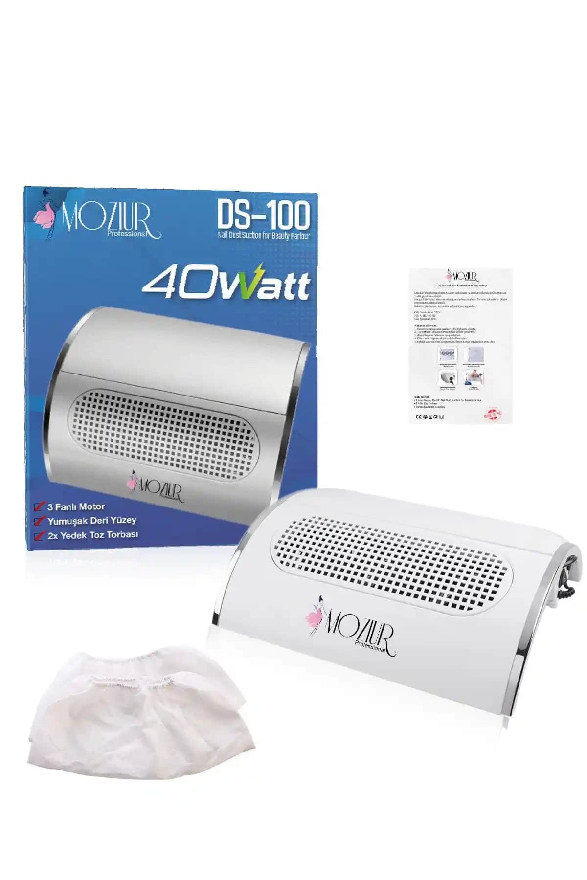 MOZIUR DS-100 3 Fanlı Protez Tırnak Toz Toplayıcısı Profesyonel ve Ev Kullanımı İçin