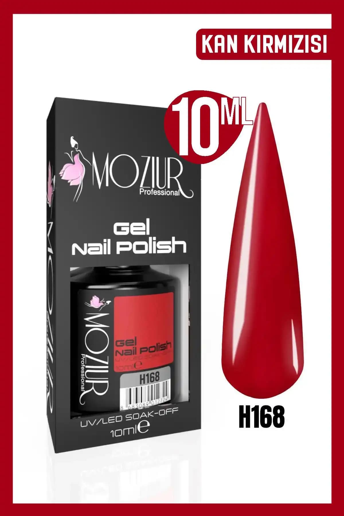 MOZIUR Kalıcı Oje H168 Kırmızı UV LED ile Uzun Süre Parlak ve Dayanıklı Manikür