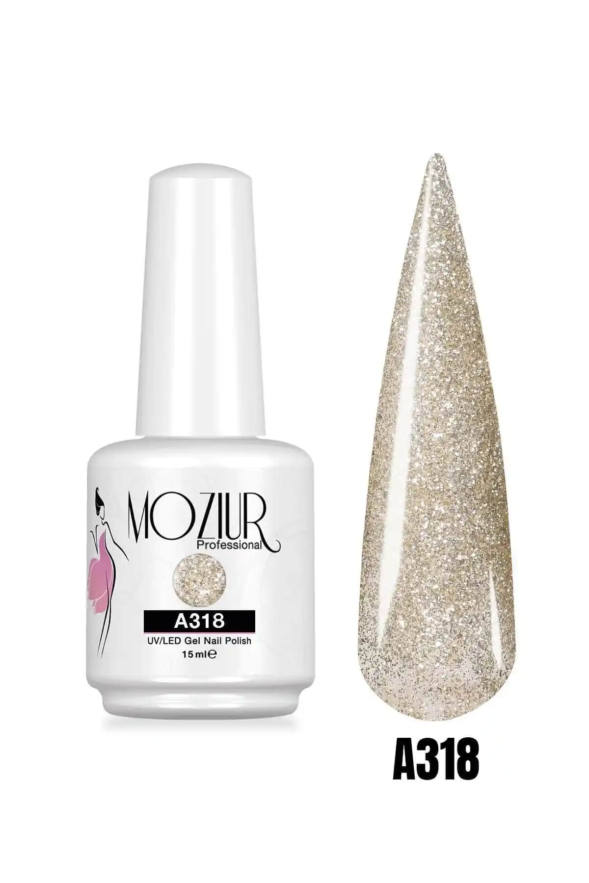 MOZIUR Kalıcı Oje UV Led A318 Bej Renk 15ml Uzun Süre Dayanıklı ve Güvenli Güzellik Ürünü