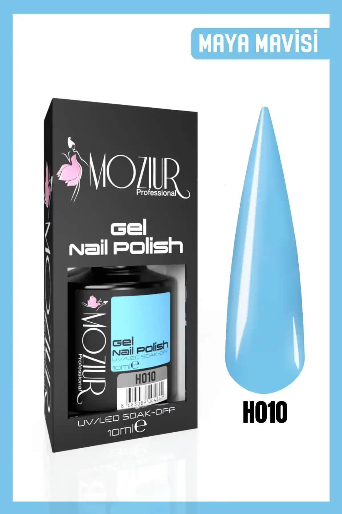 MOZIUR Kalıcı Oje UV Led H010 Maya Mavisi 10ml Profesyonel Uzun Süreli ve Parlak Görünüm