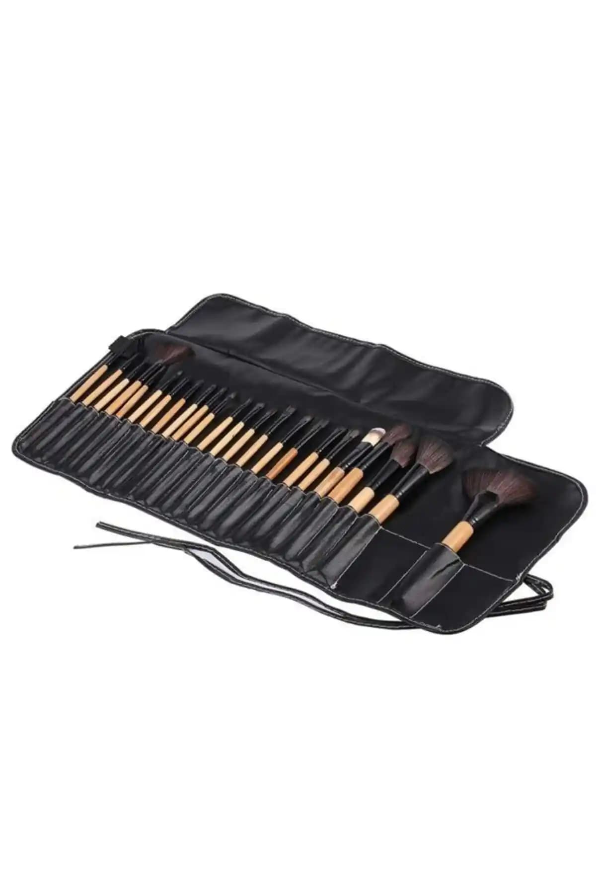 MUJGAN 24'lü Profesyonel Makyaj Fırça Seti Bambu Renk Doğa Dostu ve Çok Yönlü Kullanım İmkanı Sağlar