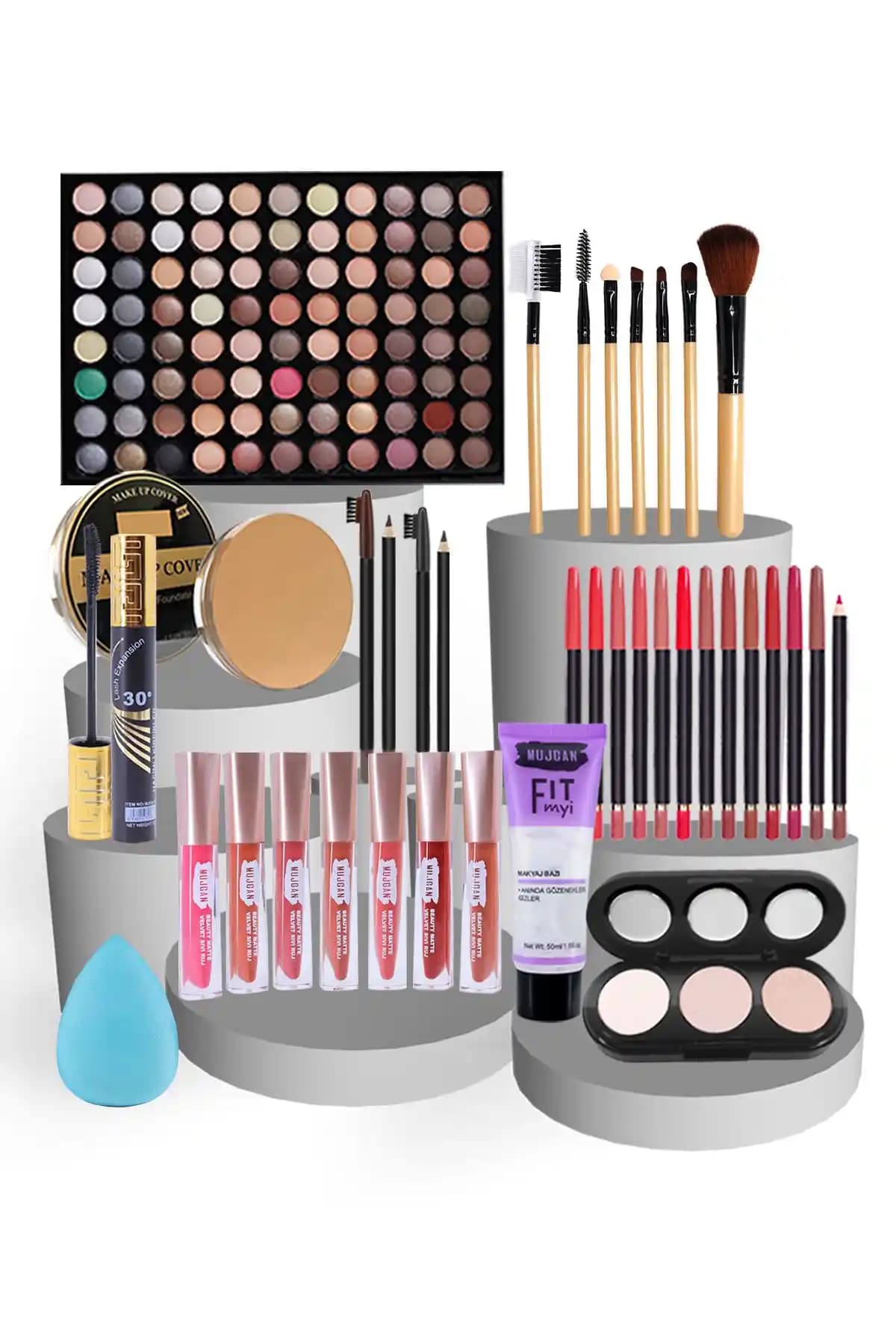 MUJGAN Mega 32 Parça Makyaj Seti Beyaz Ten İçin Geniş ve Çok Yönlü Seçenekler Sunar