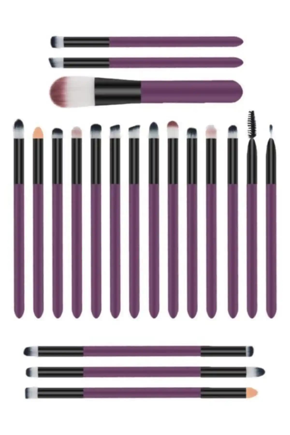 MUJGAN Mor Profesyonel 20'li Makyaj Fırça Seti Günlük ve Profesyonel Kullanım İçin