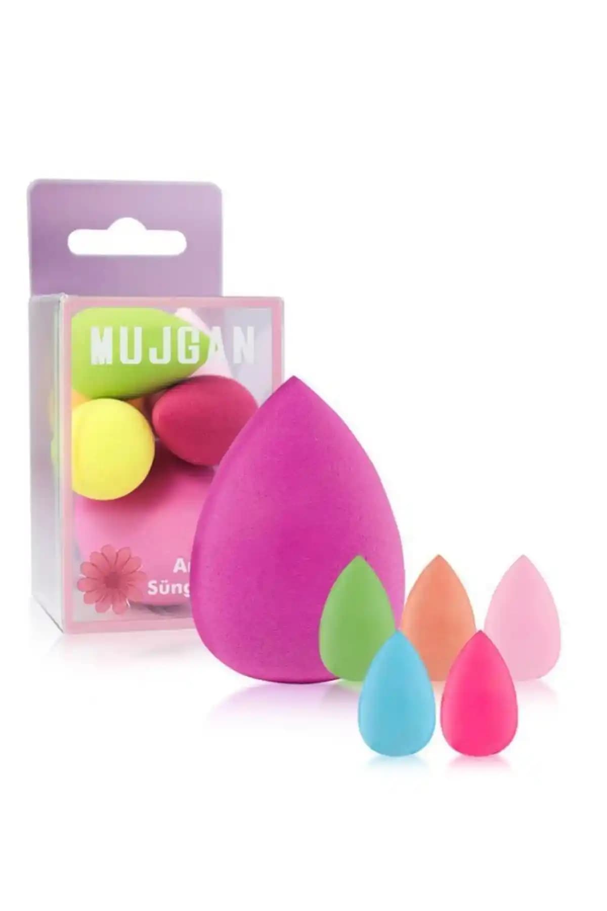 Mükkemmel Sonuçlar İçin MUJGAN 5 Mini ve Orta Boy Pembe Makyaj Sünger Seti
