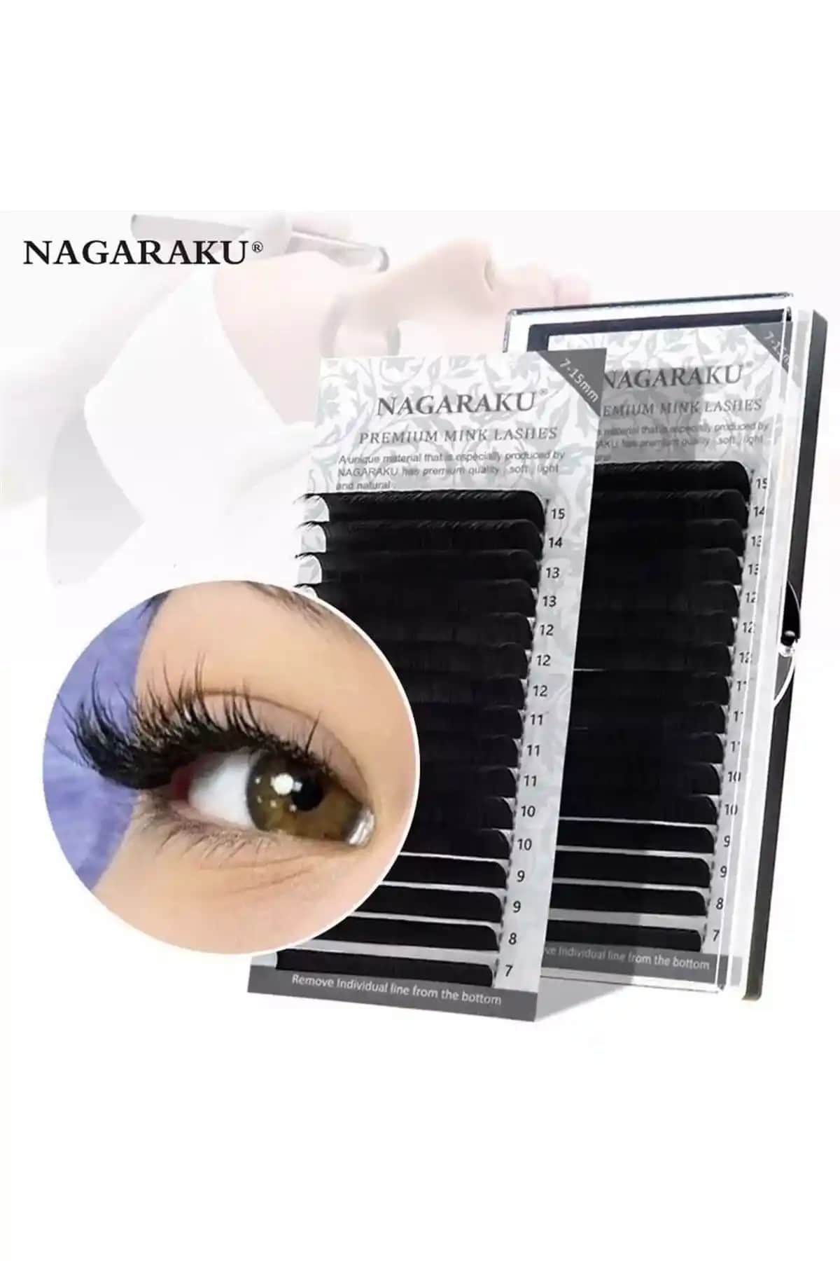 Nagaraku 0.10 Kalınlık D Kıvrım Mix İpek Kirpik ile Doğal ve Çekici Gözler