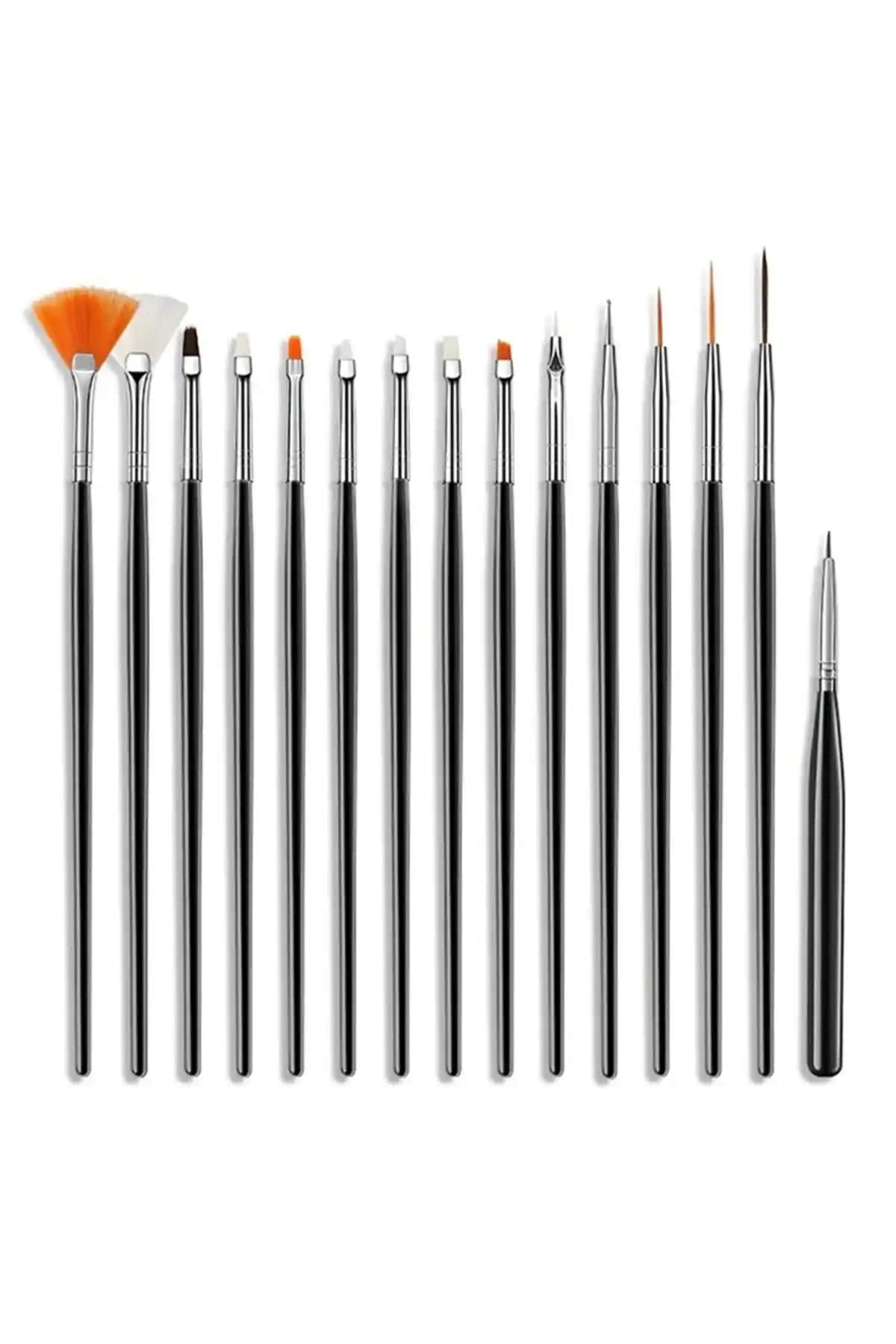 Nail Master 15 Adet Siyah Jel ve Art Dızayn Fırça Seti Profesyonel ve Amatör Kullanım İçin