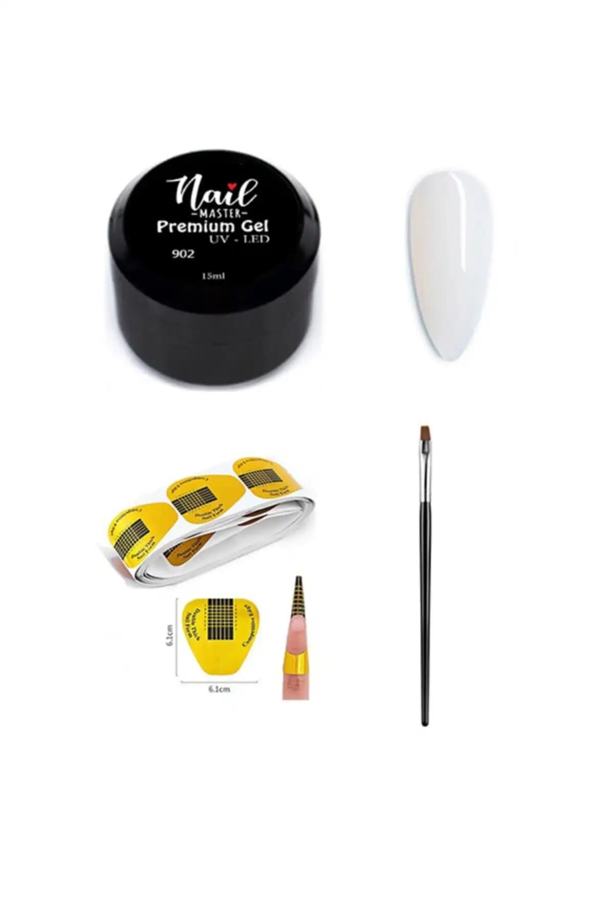 Nail Master Protez Tırnak Jeli 15ml Beyaz ve Şablonlarla Güzel ve Dayanıklı Tırnaklar