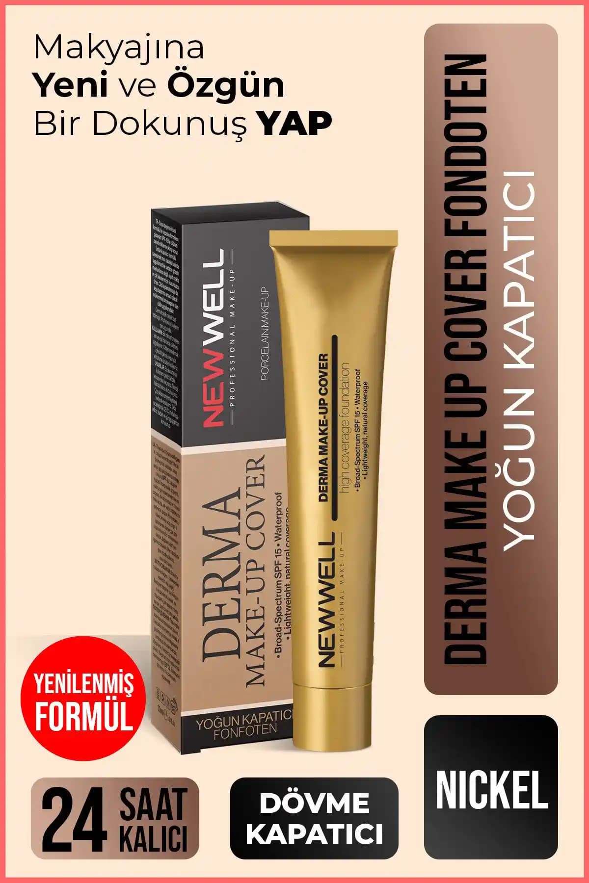 Nickel Derma Makeup Cover Foundation Türkiye'de Yüksek Kapatıcılık ve Doğal Görünüm Sunar