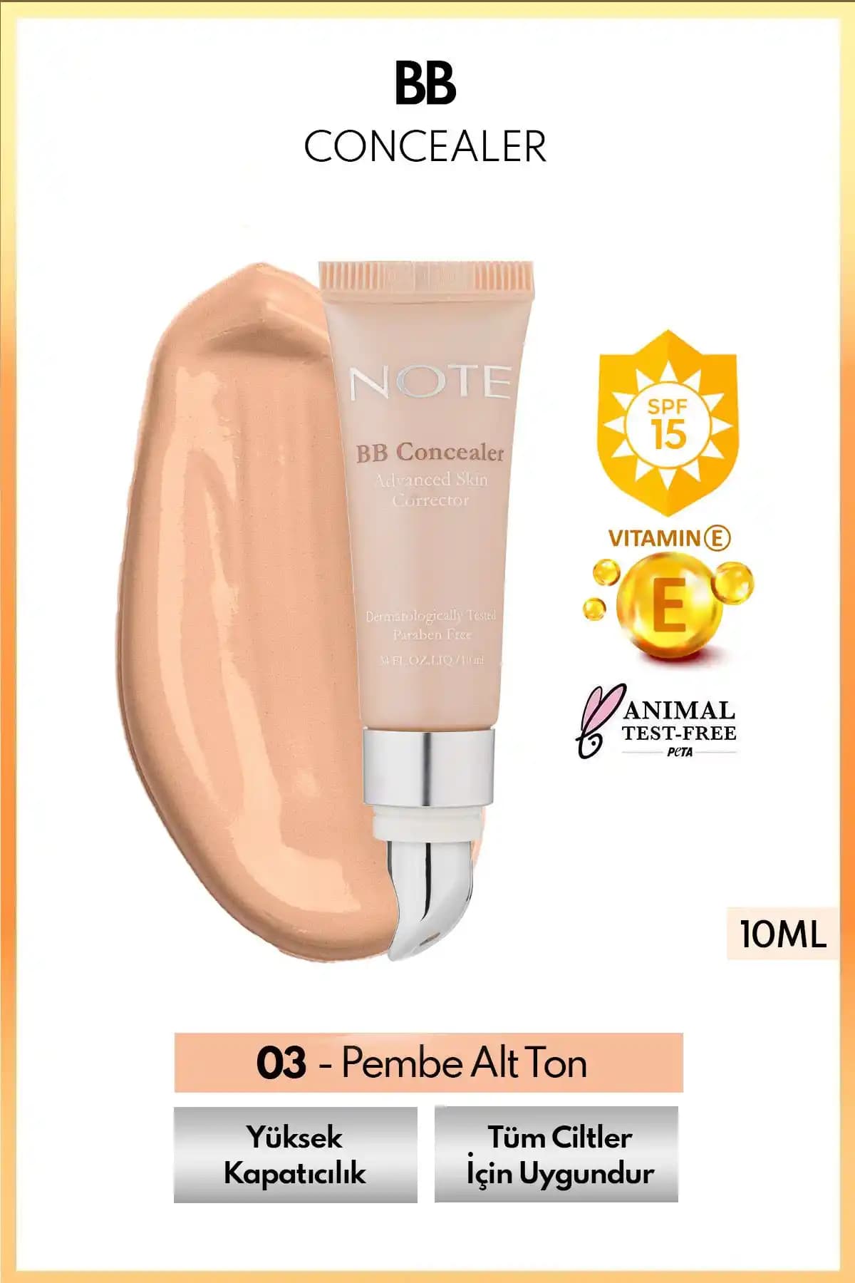 Note Cosmetics BB Concealer SPF 15 Göz Altı Kapatıcı ve Doğal Görünüm Sağlayan Ürün
