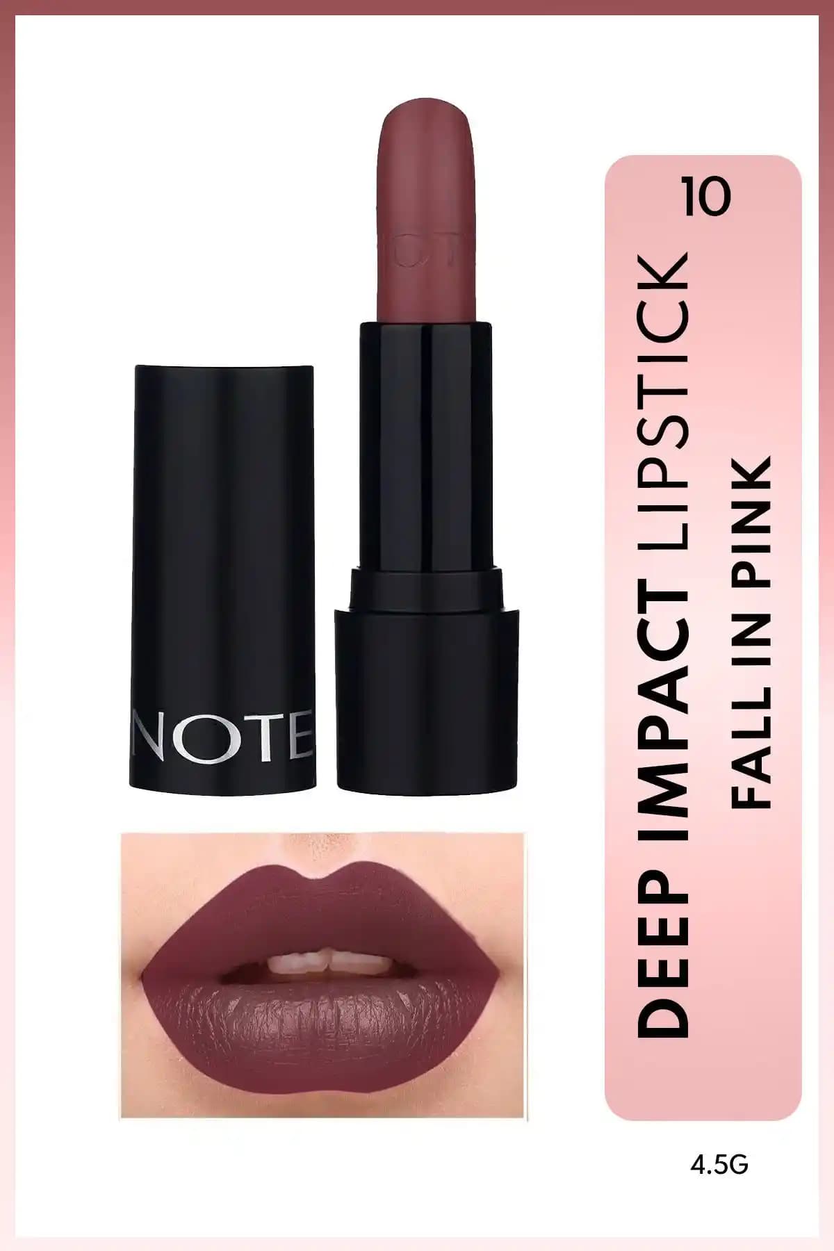 Note Cosmetics Deep Impact Lipstick ile doğal ve kalıcı makyaj deneyimi sağlayan şık ruj seçeneği