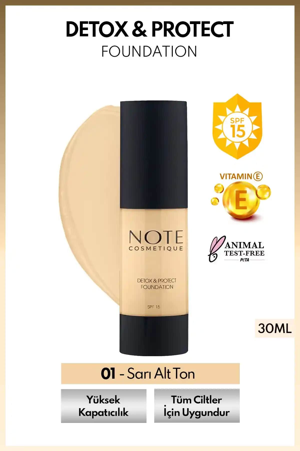 Note Cosmetics Detox & Protect Foundation SPF 15: Yüksek Kapatıcılık ve Doğal Görünüm Sağlayan Türk Ürünü