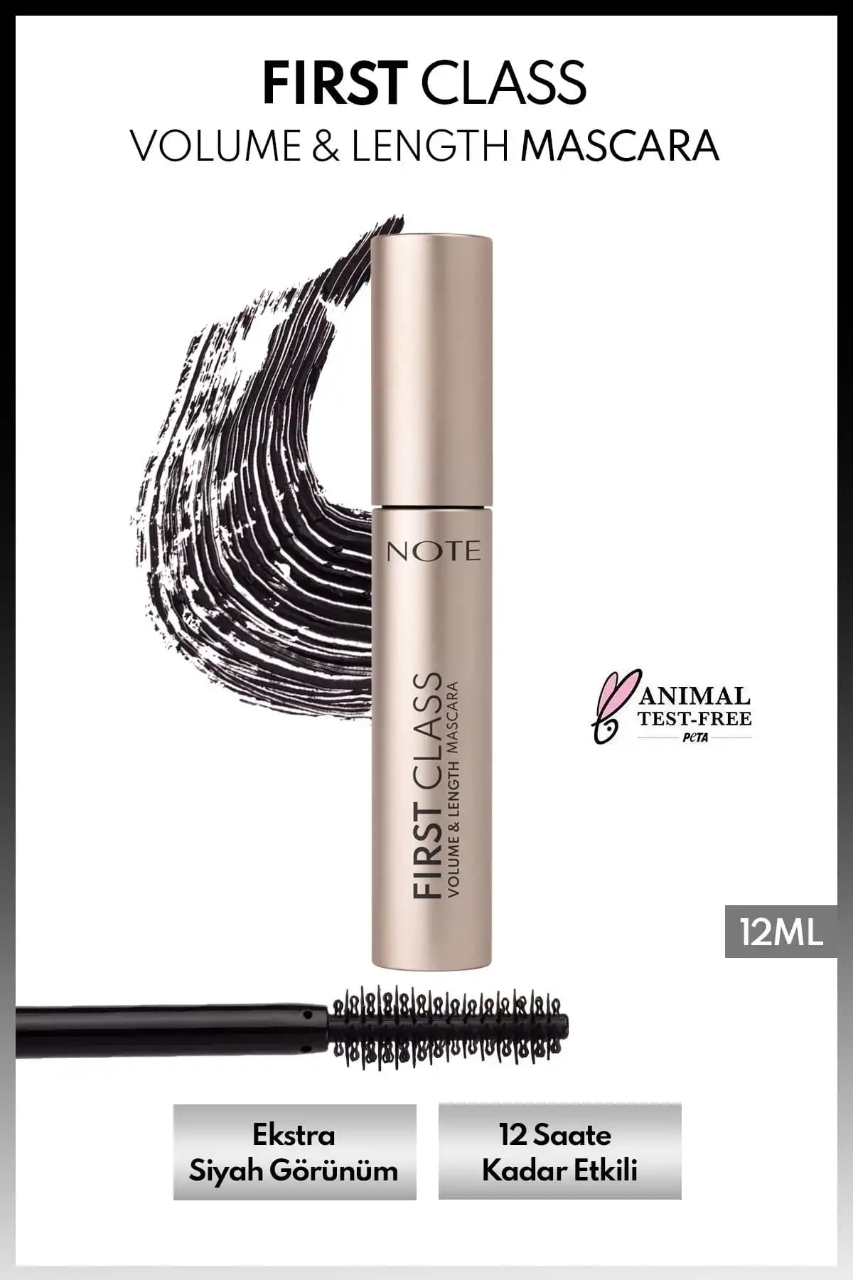 Note Cosmetics First Class Hacim ve Uzatma Maskarası Yüksek Performanslı Kirpik Uzatma Ürünü