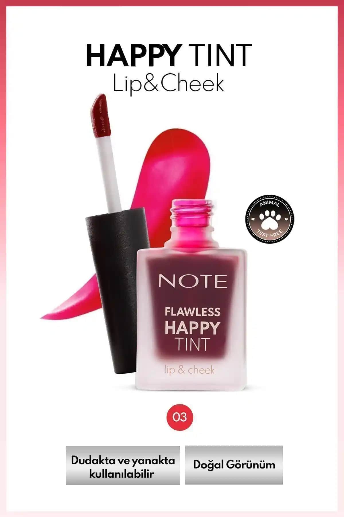 Note Cosmetics Flawless Happy Tint Lip & Cheek Dudak ve Yanak Renklandırıcı 03 Sweet Pink