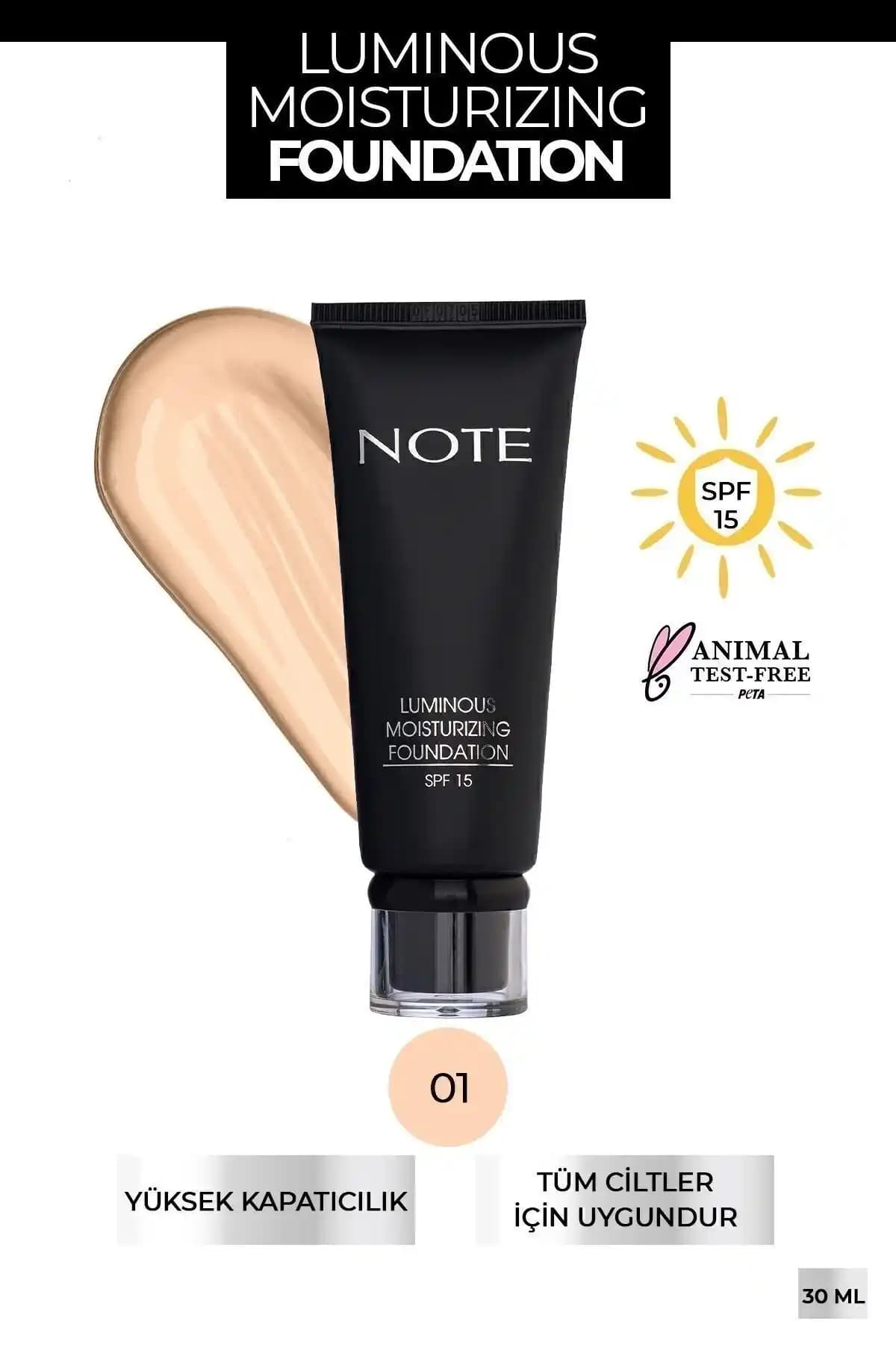 Note Cosmetics Luminous Moisturizing SPF 15: Kuru ve Hassas Ciltler İçin Doğal ve Nemlendirici Fondöten