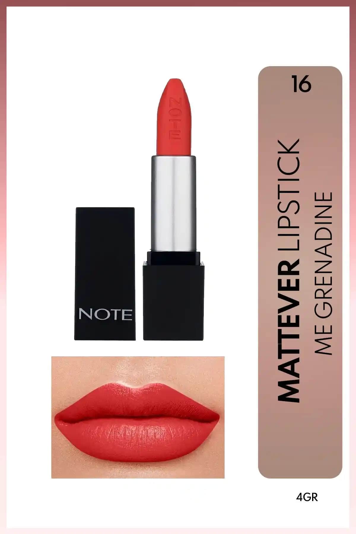 Note Cosmetics Mattever Ruj 16 Numara Grenadine Cesur ve Kalıcı Mat Dudak Rengi