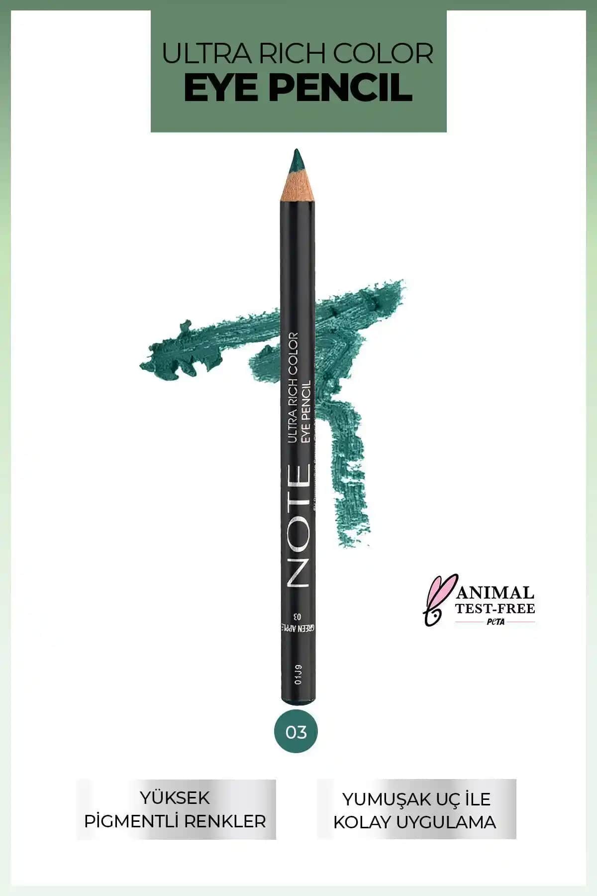 Note Cosmetics Ultra Rich Color Göz Kalemi 03 Green Apple Yeşil Renkli ve Kalıcı Göz Kalemi