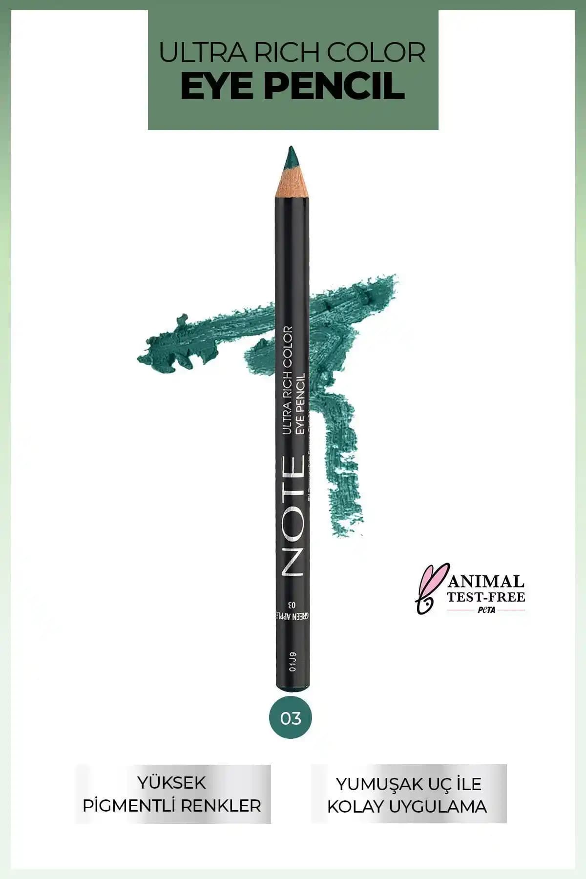 Note Cosmetics Ultra Rich Color Göz Kalemi 03 Green Apple Yeşil Renkli ve Kalıcı Göz Kalemi